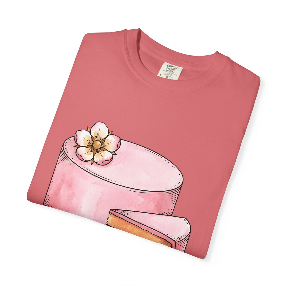 Layered Cake T-Shirt Desserts Pastries Gift Women Illustration T-Shirt Cake T-Shirt Sweets Fan Drawing Design Line Art Floral T-Shirt