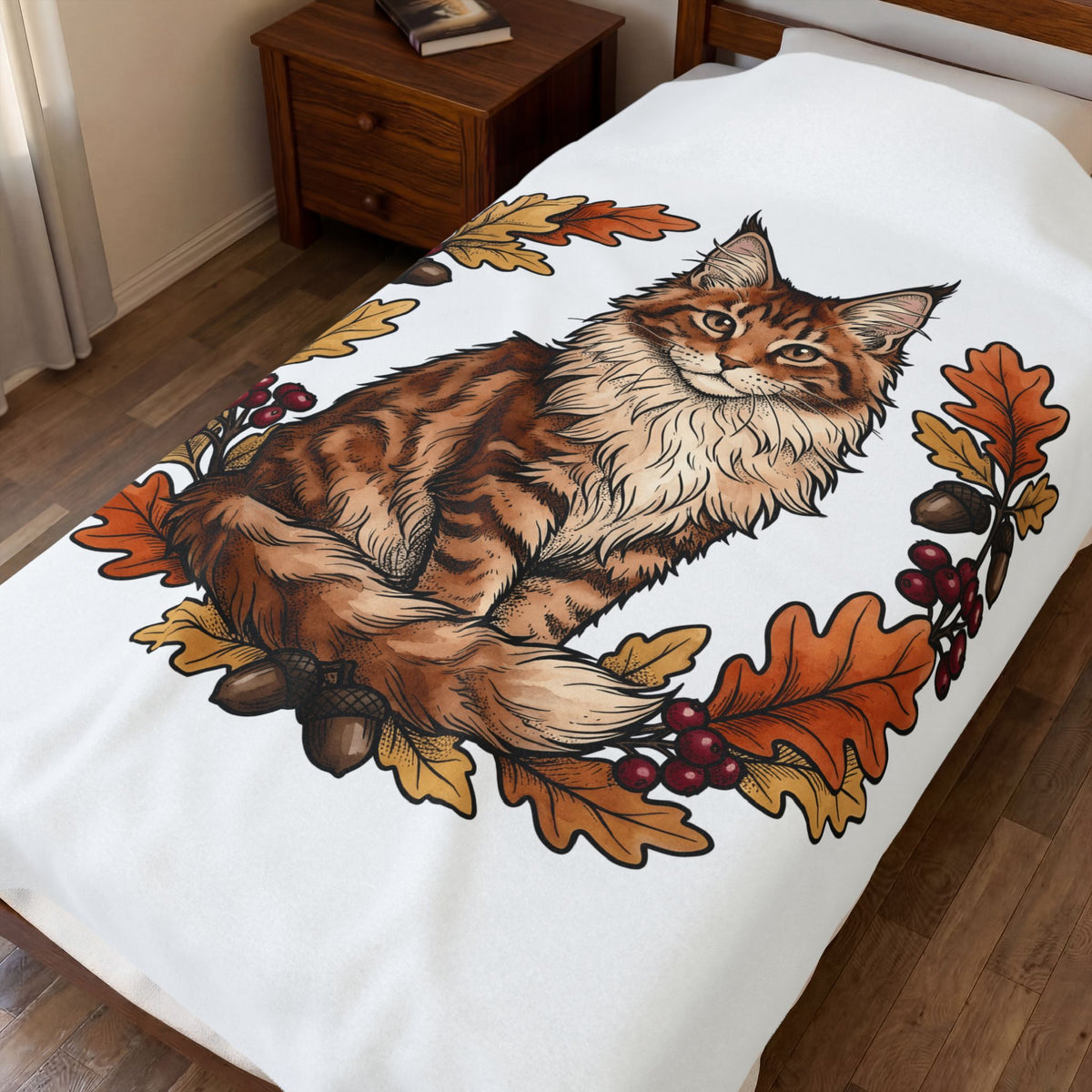 Maine Coon Pet Blanket Cat Pumpkin Gift Women Greenery Blanket Cat Blanket Cat Fan Foliage Blanket Gourd Graphic Old-Fashioned Orange Leaves Blanket