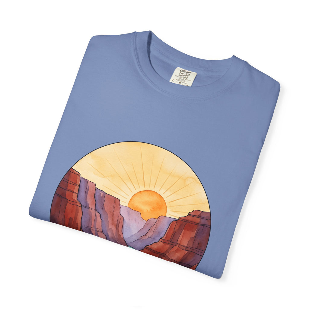 Desert Canyon T-Shirt Nature Hiking Gift Women Hand Painted T-Shirt Canyon T-Shirt Outdoors Enthusiast Painted T-Shirt Trekker Graphic Retro Dawn
