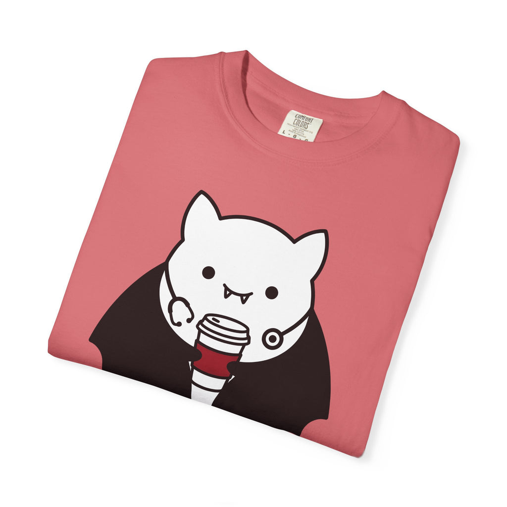 Vampire Coffee T-Shirt T-Shirt Nurses Fall Gift Women Cartoon T-Shirt Coffee Cup T-Shirt Nurse Enthusiast Comic T-Shirt Autumn Graphic Clean Nurse