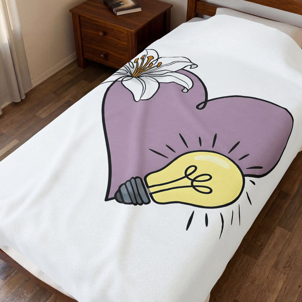 Heart Blossom Lamp Blanket Teacher Thanks Gift Women Hand Drawn Blanket Lamp Shade Blanket Educator Enthusiast Illustrated Graphic Appreciation