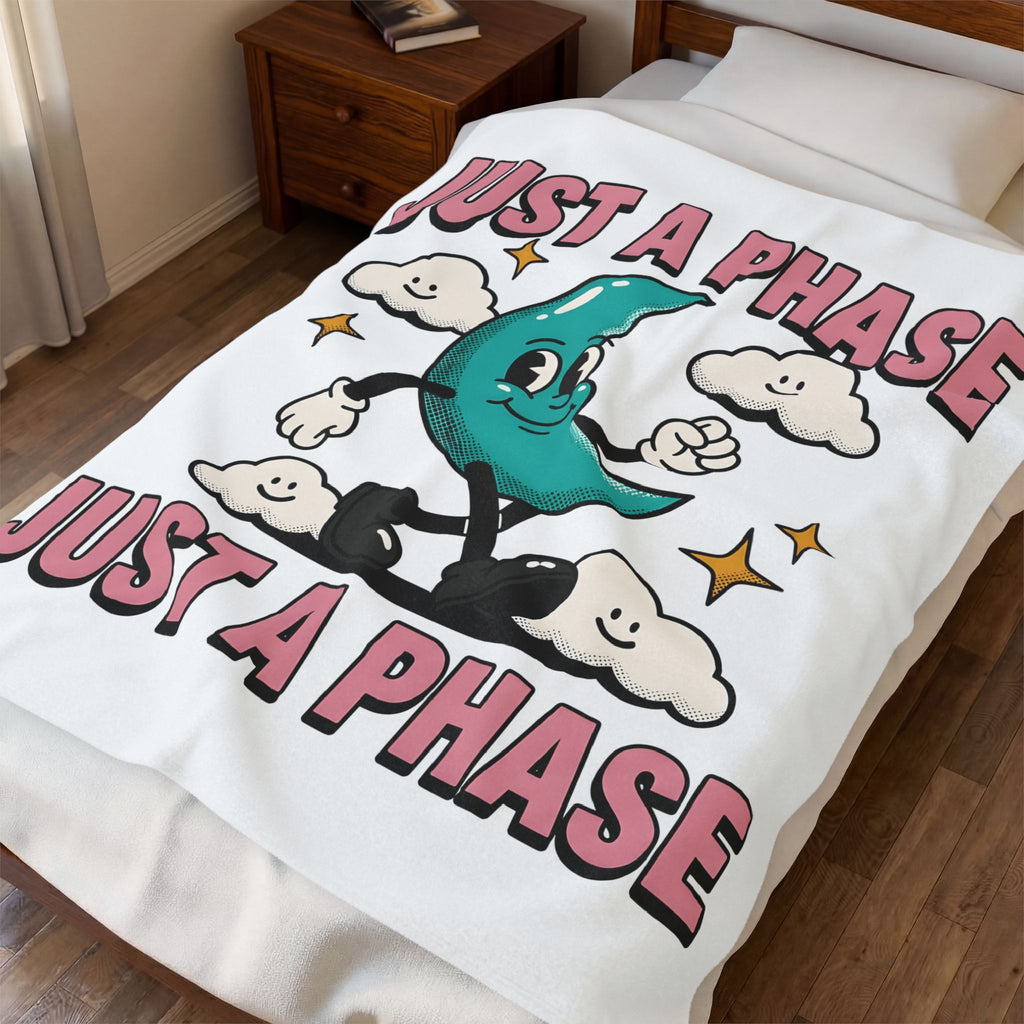 Moon Character Funny Stars Gift Hand Drawn Lunar Humor Fan Illustrated Celestial Sketch Cheerful Blanket
