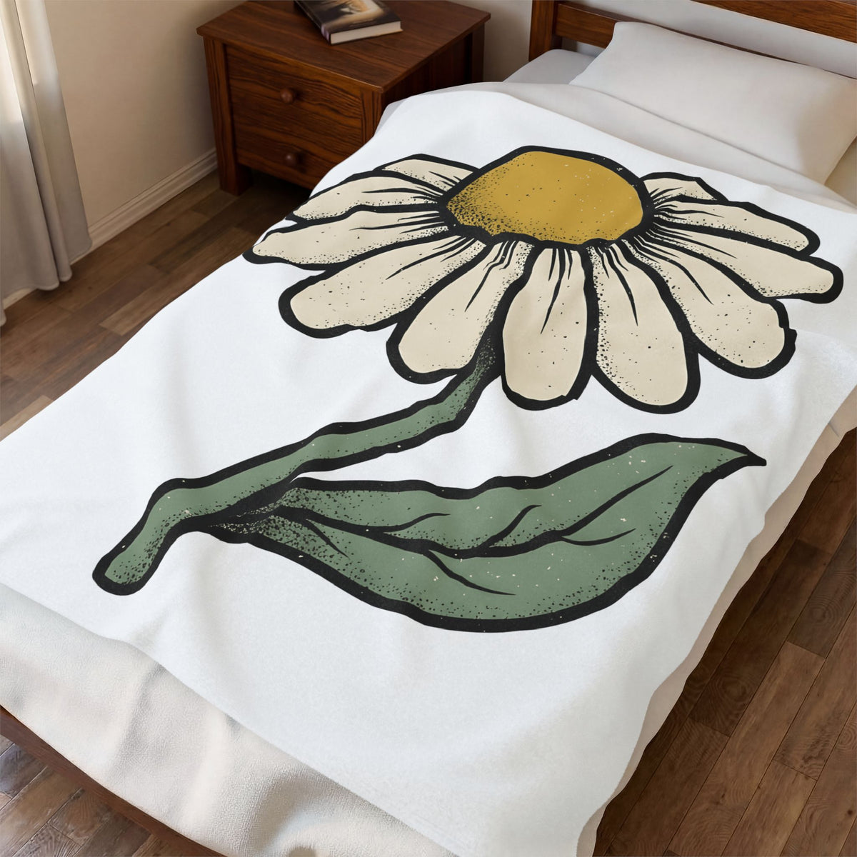 Daisy Petal Blanket Floral Nature Gift Women Cartoon Blanket Flower Blanket Botanical Fan Comic Blanket Outdoor Graphic Silhouette Sprig Blanket