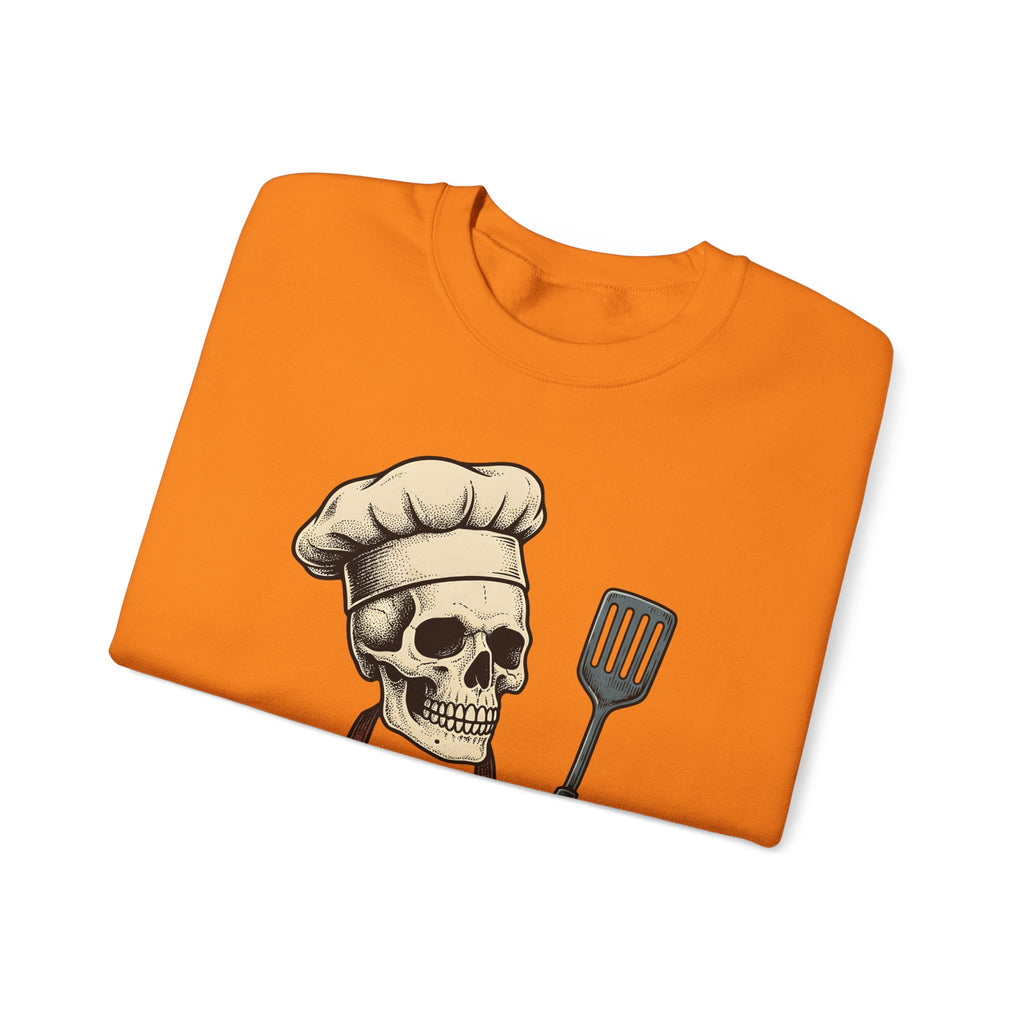 Skeleton Cook Sweatshirt Barbecue Fun Gift Women Classic Sweatshirt Skeleton Sweatshirt Bbq Fan Vintage Sweatshirt Humor Graphic Line Art Grill Spatula Sweatshirt