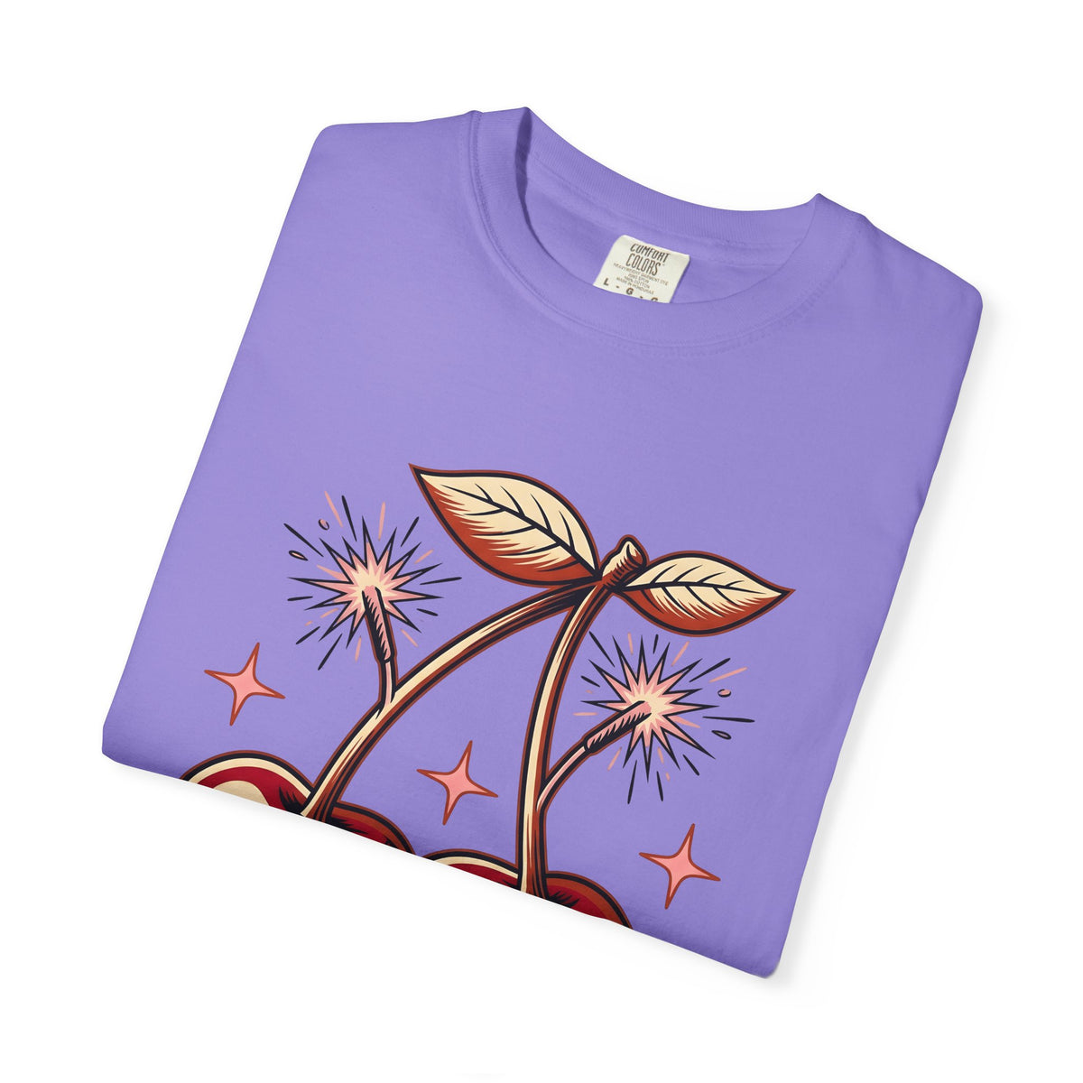 Cherry Firecrackers T-Shirt 4th Of July Vacation Gift Women Hand Drawn T-Shirt Fireworks T-Shirt Independence Day Fan Firework T-Shirt Travel