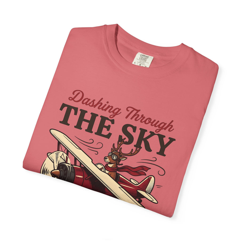 Deer Airplane T-Shirt Christmas Celebration Gift Women Rustic T-Shirt Fawn T-Shirt Noel Fan Vintage T-Shirt Party Graphic Classic Neckwear T-Shirt