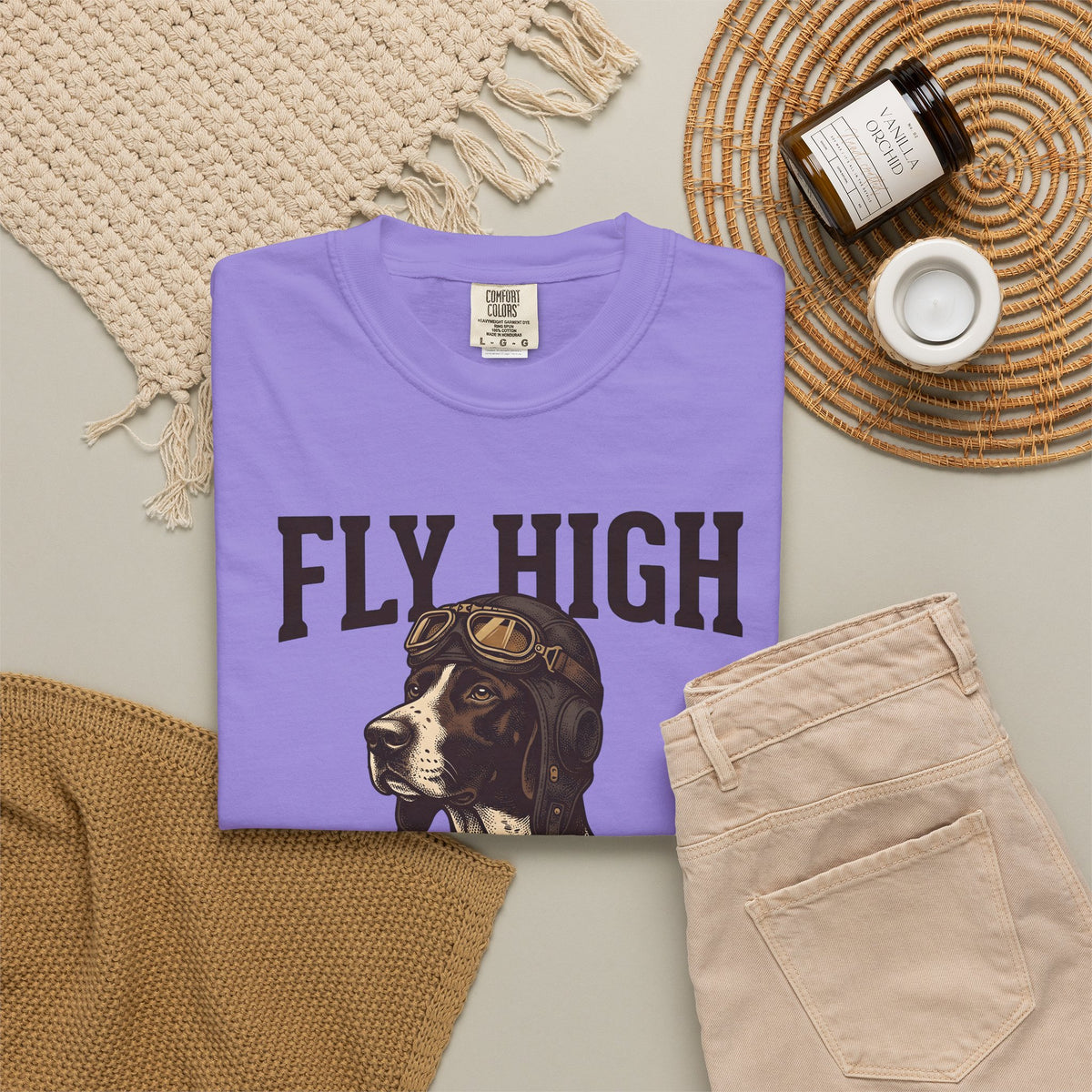 Flying Dog T-Shirt Dog Travel Gift Women Retro T-Shirt Canine T-Shirt Dog Fan Vintage T-Shirt Adventure Graphic Heritage Navigation T-Shirt