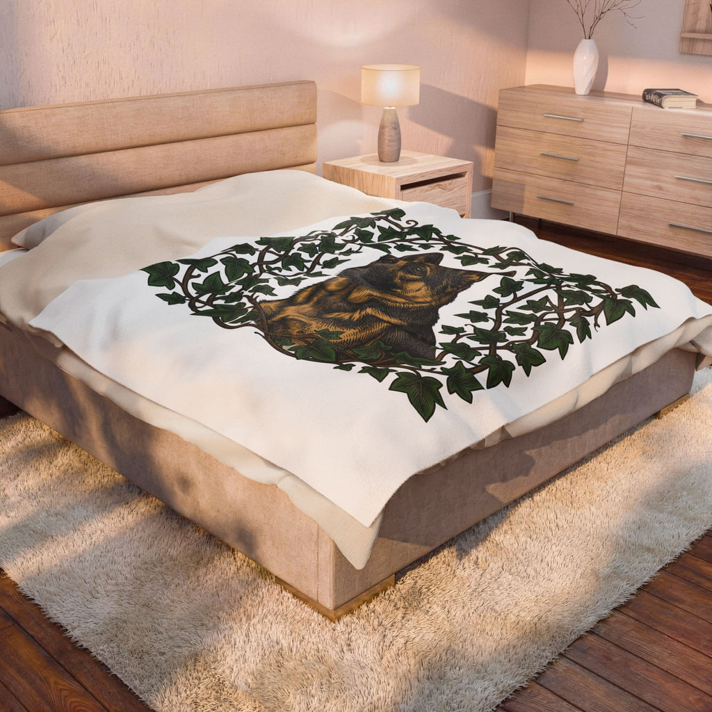 German Shepherd Dog Blanket Dog Outdoors Gift Women Realistic Blanket Alsatian Blanket Dog Fan Shepherd Graphic Blanket Retro Vine Blanket