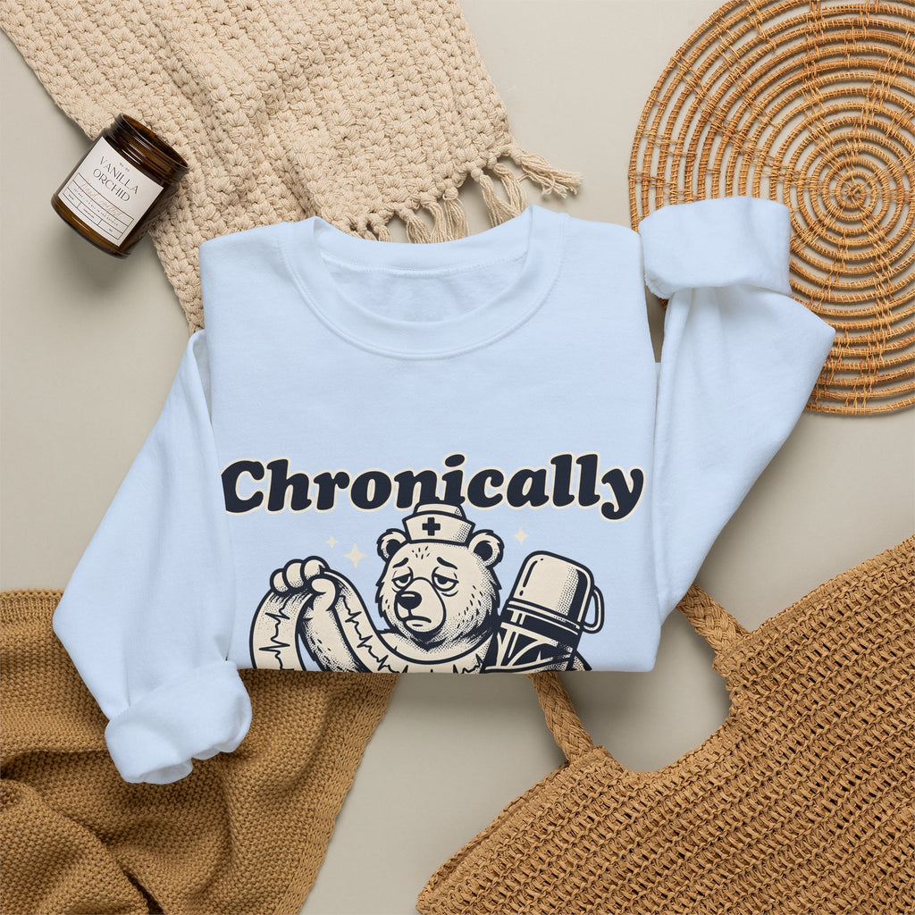 Nurse Bear Sweatshirt Nurses Humor Gift Women Vintage Sweatshirt Teddy Bear Sweatshirt Nursing Enthusiast Retro Sweatshirt Funny Graphic Hand Drawn Coffee Sweatshirt