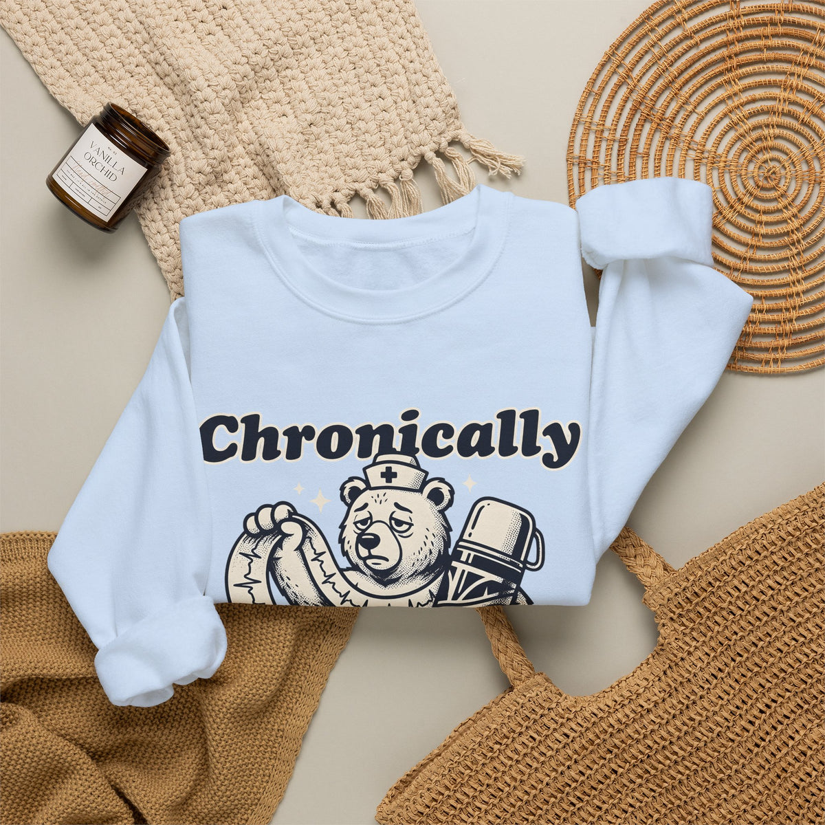 Nurse Bear Sweatshirt Nurses Humor Gift Women Vintage Sweatshirt Teddy Bear Sweatshirt Nursing Enthusiast Retro Sweatshirt Funny Graphic Hand Drawn Coffee Sweatshirt