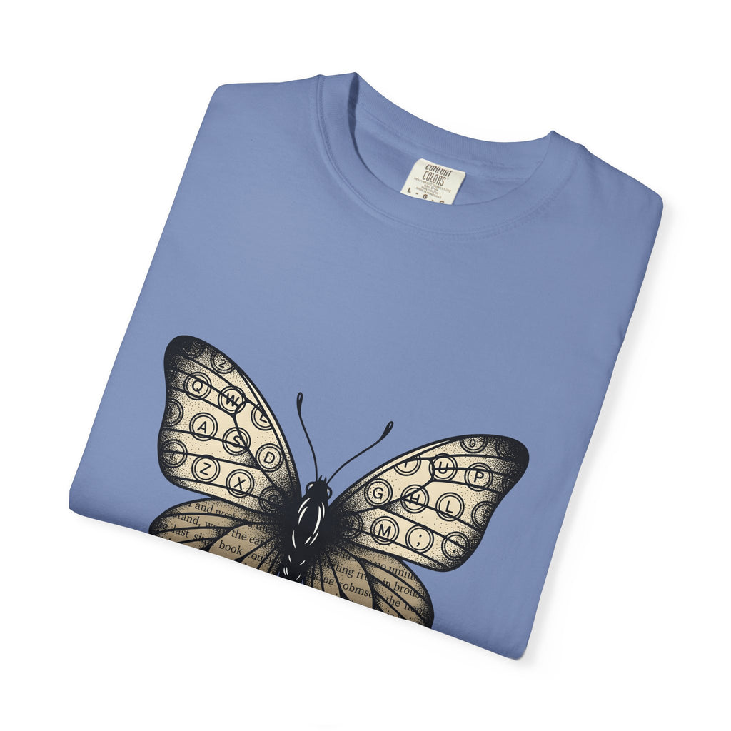 Butterfly Design T-Shirt Moms Environment Gift Women Sketch T-Shirt Butterfly T-Shirt Motherhood Fan Illustration Graphic Cartoon Keyboard Keys