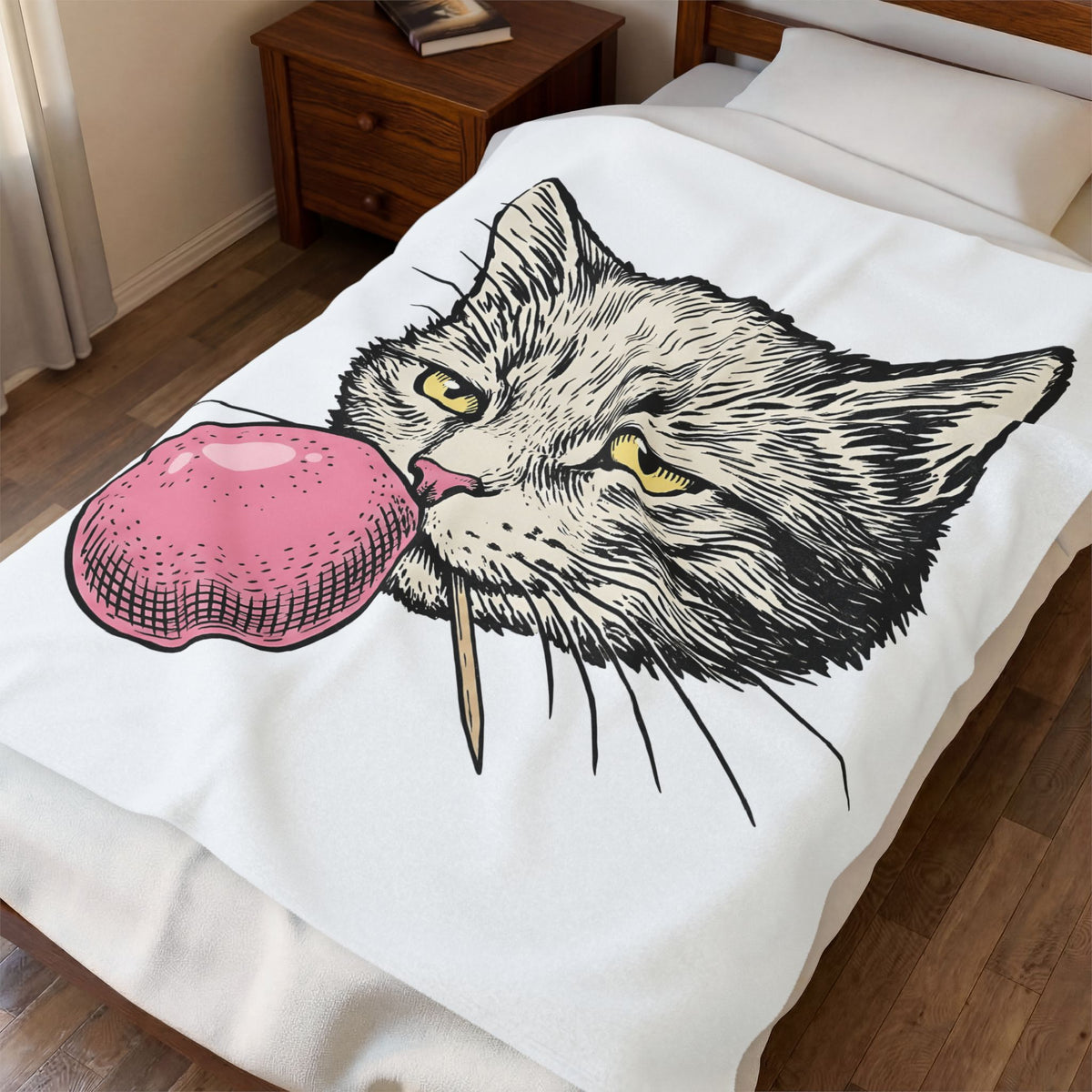 Cat Face Blanket Cat Jokes Gift Women Sketch Blanket Kitten Blanket Feline Fan Drawing Graphic Retro Chewing Gum Blanket