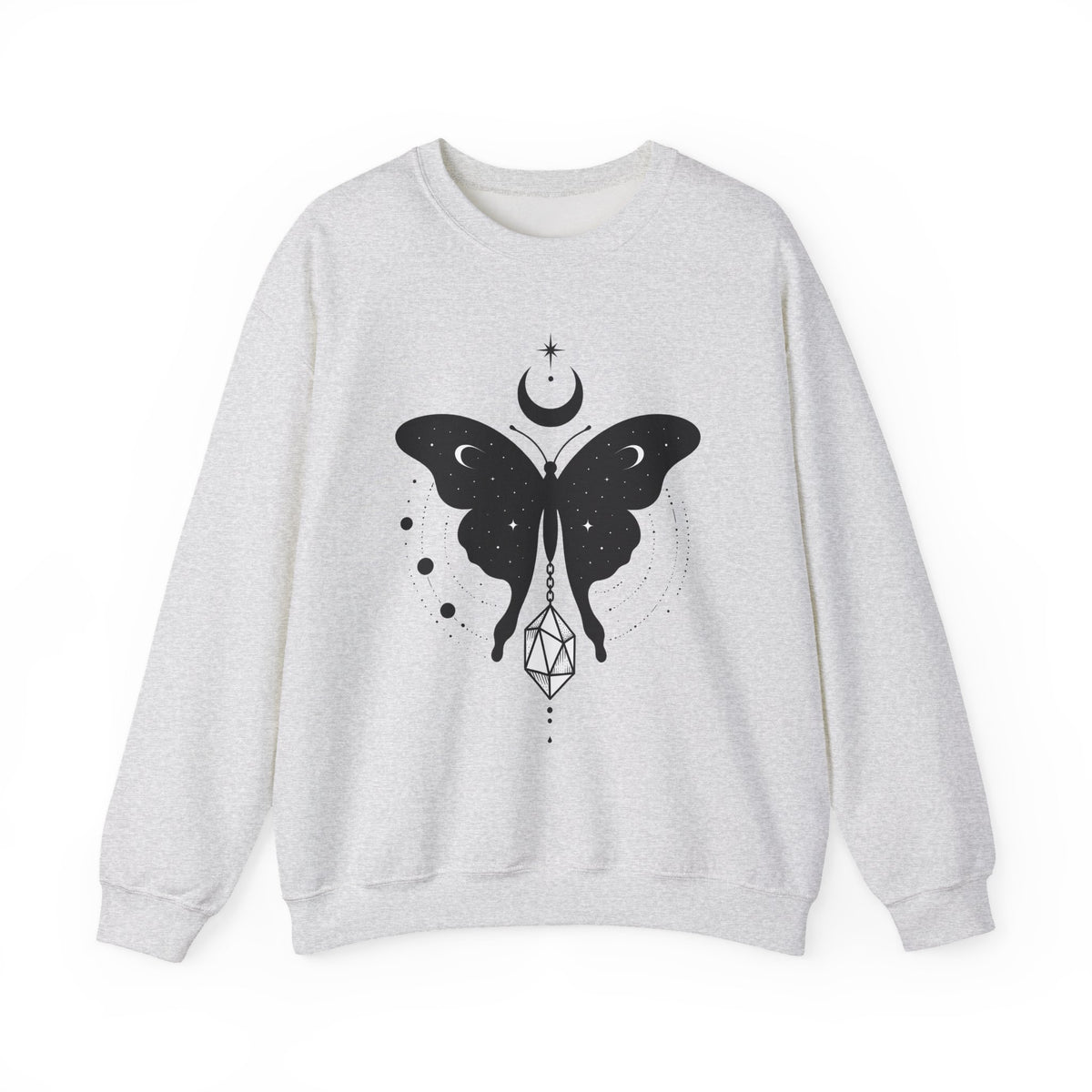 Butterfly Stone Sweatshirt Boho Chic Supernatural Gift Women Mystical Sweatshirt Rock Sweatshirt Bohemian Fan Magical Sweatshirt Occult Graphic Sleek Lunar
