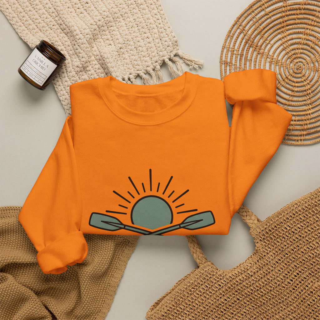 Crossed Canoe Paddles Sweatshirt Kayaking Nature Gift Women Hand Drawn Sweatshirt Paddles Sweatshirt Kayaker Enthusiast Illustrated Design Outdoor Graphic
