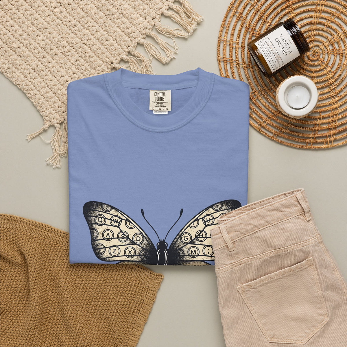 Butterfly Design T-Shirt Moms Environment Gift Women Sketch T-Shirt Butterfly T-Shirt Motherhood Fan Illustration Graphic Cartoon Keyboard Keys