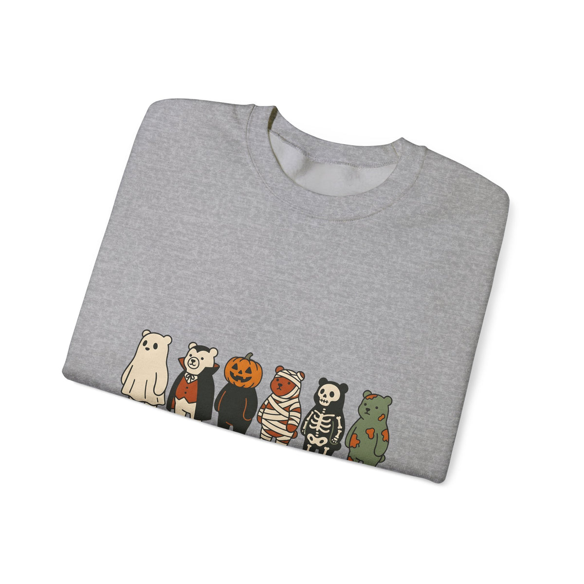 Bear Outfit Sweatshirt Halloween Wildlife Gift Women Comic Sweatshirt Teddy Sweatshirt Halloween Fan Cartoon Sweatshirt Animal Graphic Chibi Jack-O-Lantern