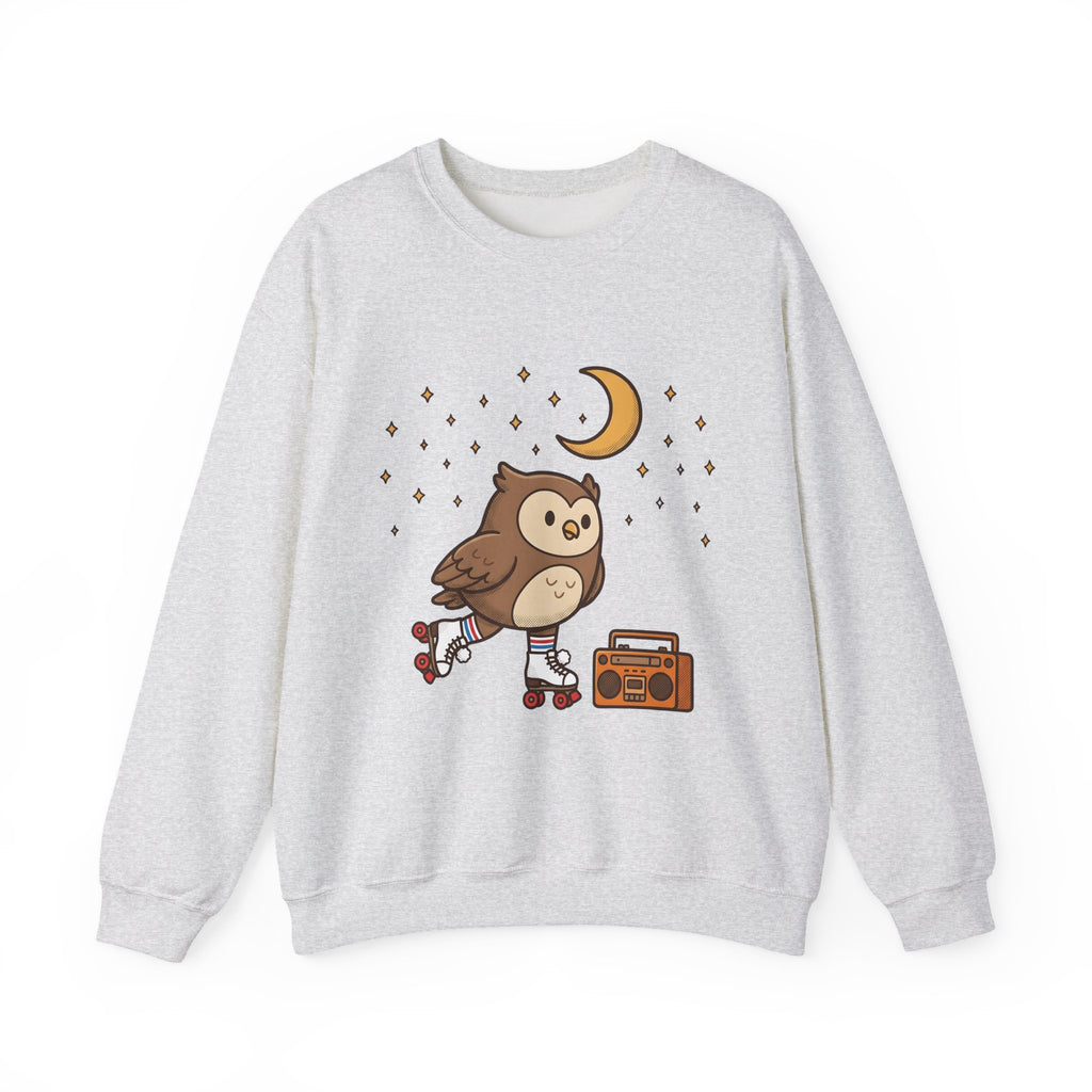 Owl Skating Shoes Sweatshirt Sports Creatures Gift Women Kawaii Sweatshirt Roller Skates Sweatshirt Athlete Fan Animal Graphic Sweatshirt Classic Music Player