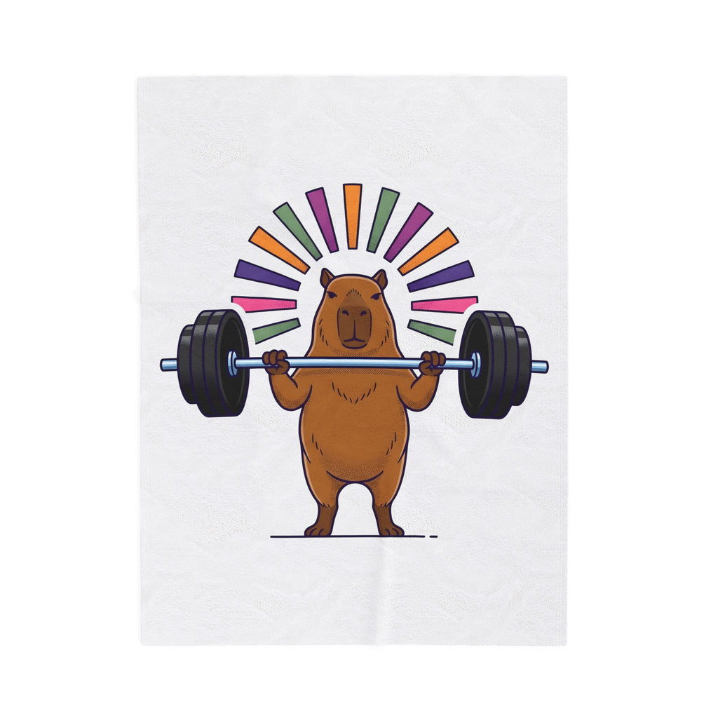 Capybara Gym Training Blanket Sports Pets Gift Women Hand Drawn Blanket Rodent Blanket Athlete Enthusiast Illustrated Pet Graphic Classic Rainbow