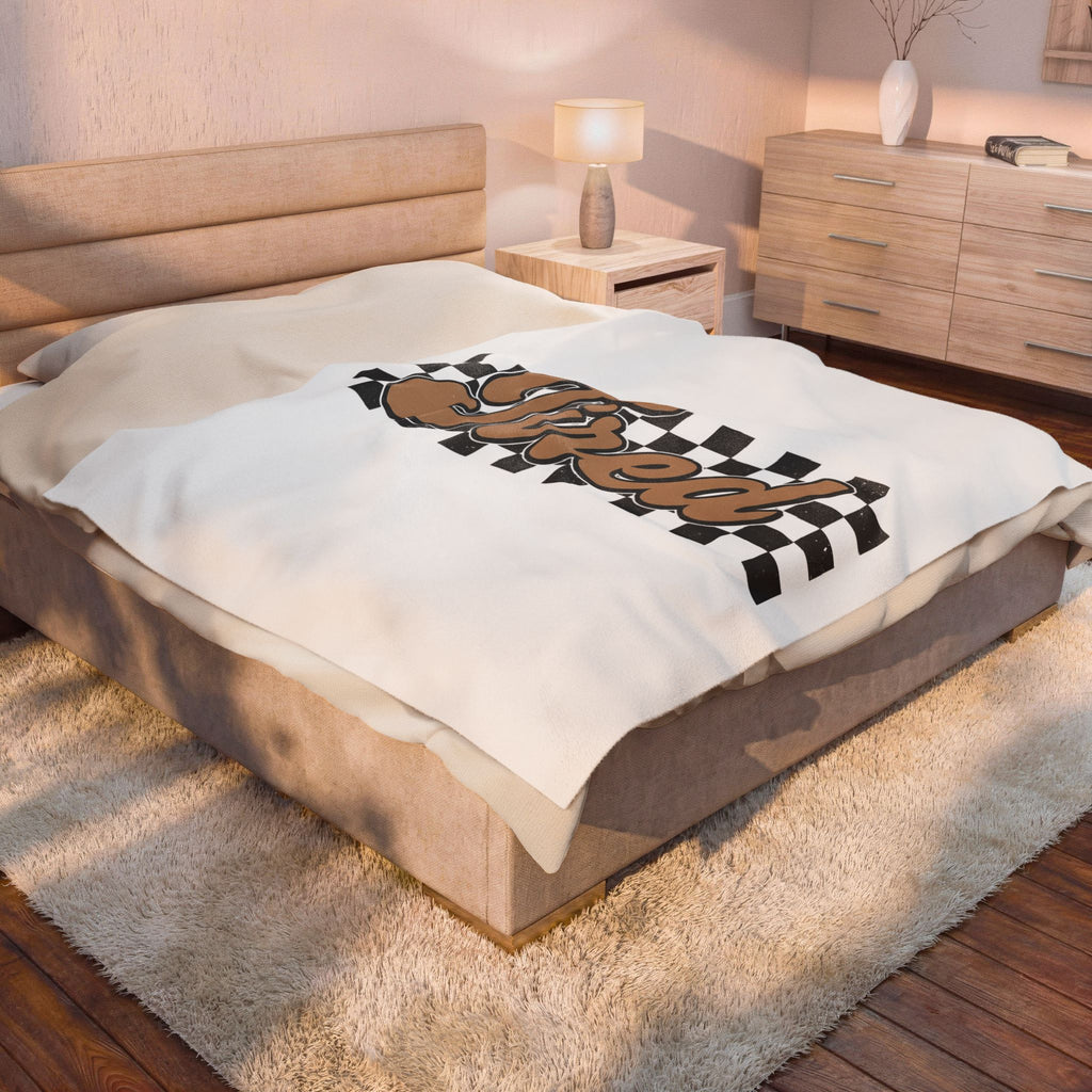 Cursive Font Blanket Mom Comedy Gift Women Nostalgic Blanket Script Blanket Mother Fan Vintage Blanket Humor Graphic Old-Fashioned Check Pattern