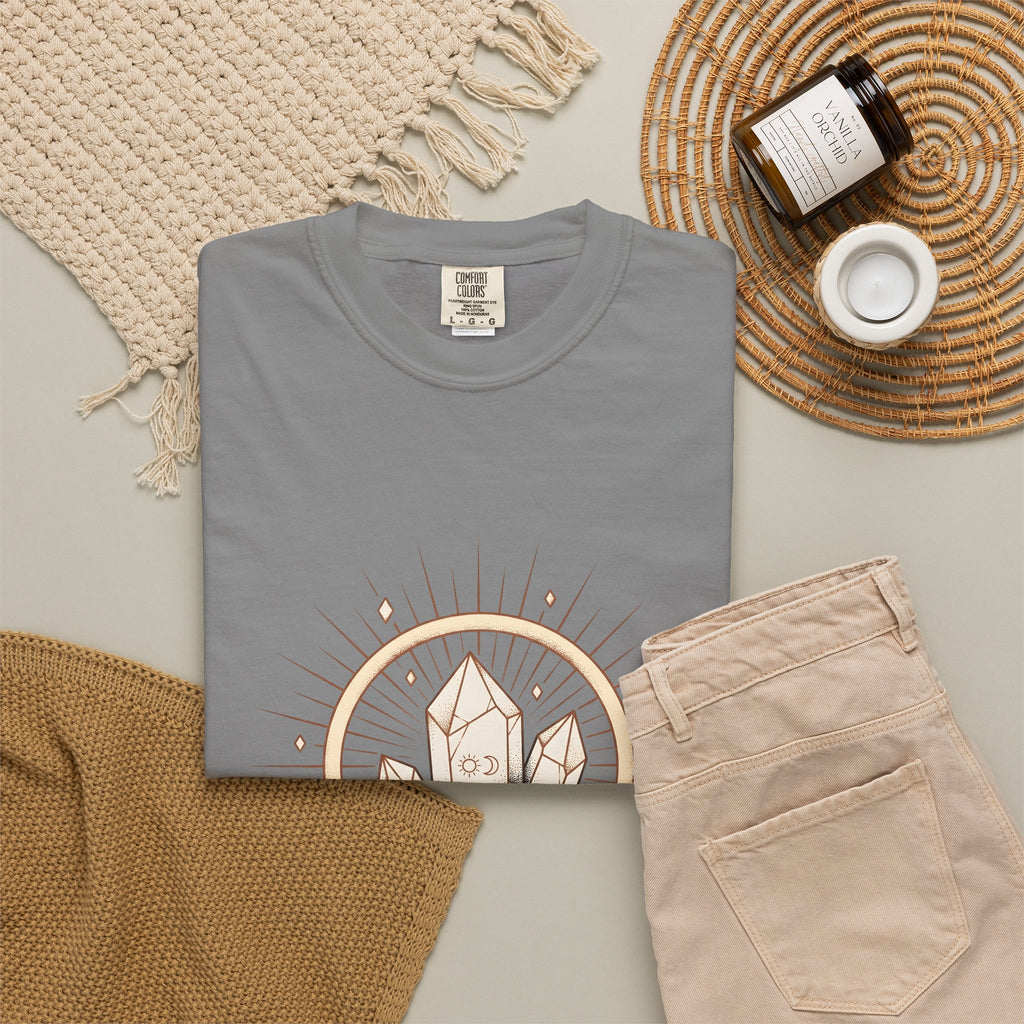 Quartz Cluster T-Shirt Boho Chic Mystic Gift Women Bohemian T-Shirt Crystal Cluster T-Shirt Boho Fan Hippie T-Shirt Spiritual Graphic Shabby Chic