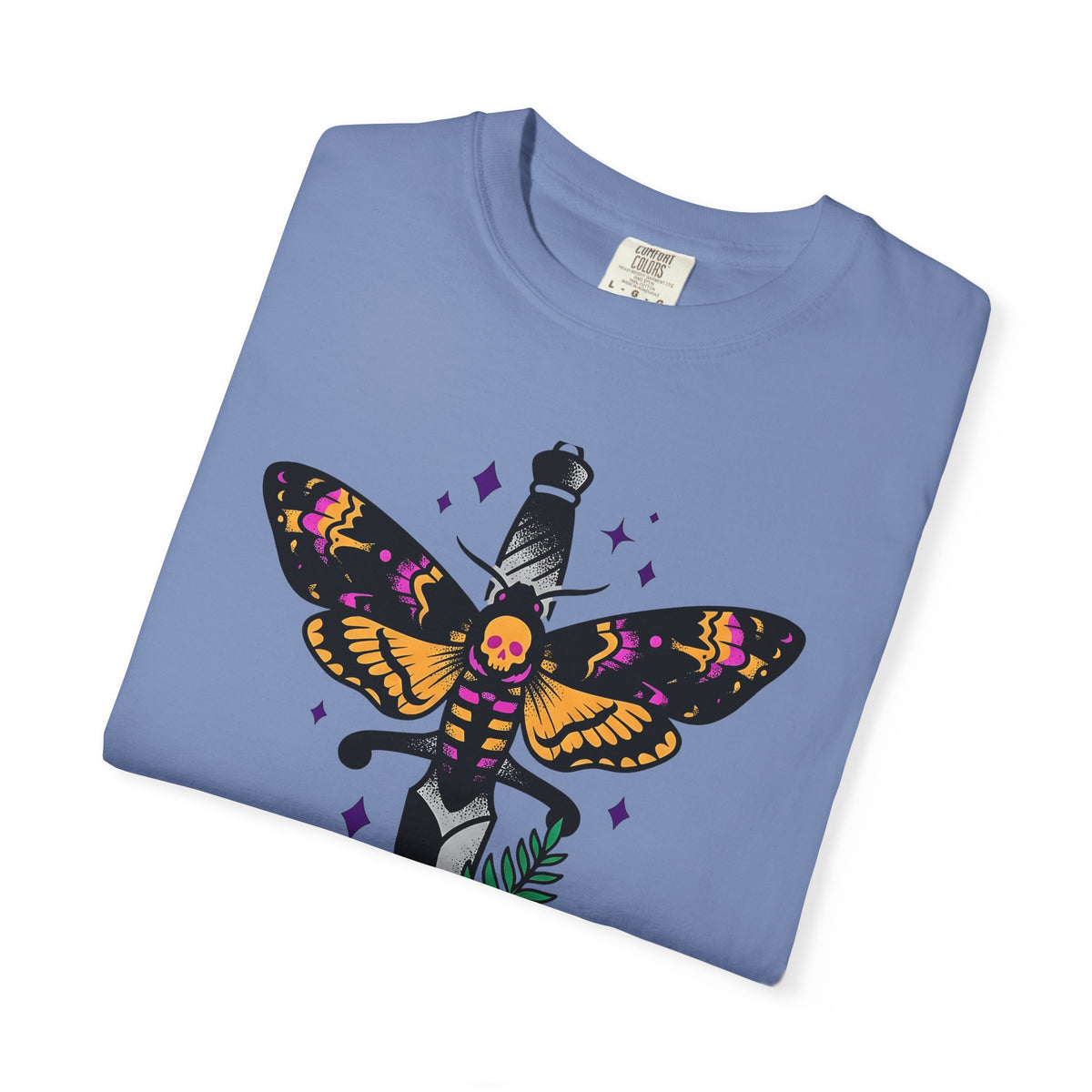 Skull Moth Dagger T-Shirt Halloween Horror Gift Women Ink T-Shirt Dagger