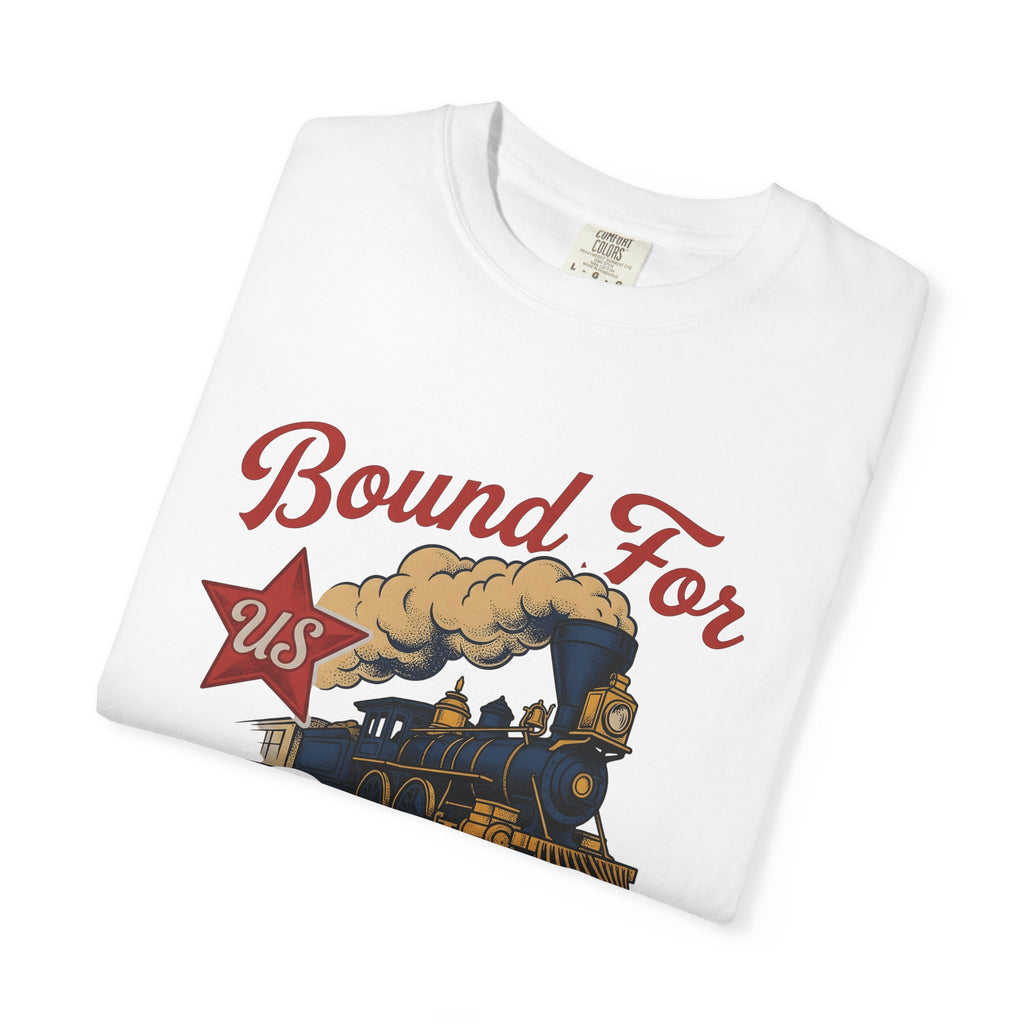 Locomotive T-Shirt America Flag Gift Women Antique T-Shirt Train T-Shirt Patriot Fan Vintage T-Shirt Banner Graphic Old School Spark T-Shirt