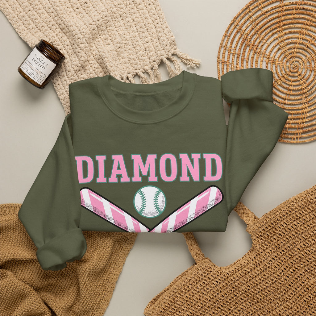 Crossed Baseball Bats Sweatshirt Softball Group Gift Women Vector Sweatshirt Baseball Bat Sweatshirt Softball Fan Digital Graphic Sweatshirt Vintage Ribbon