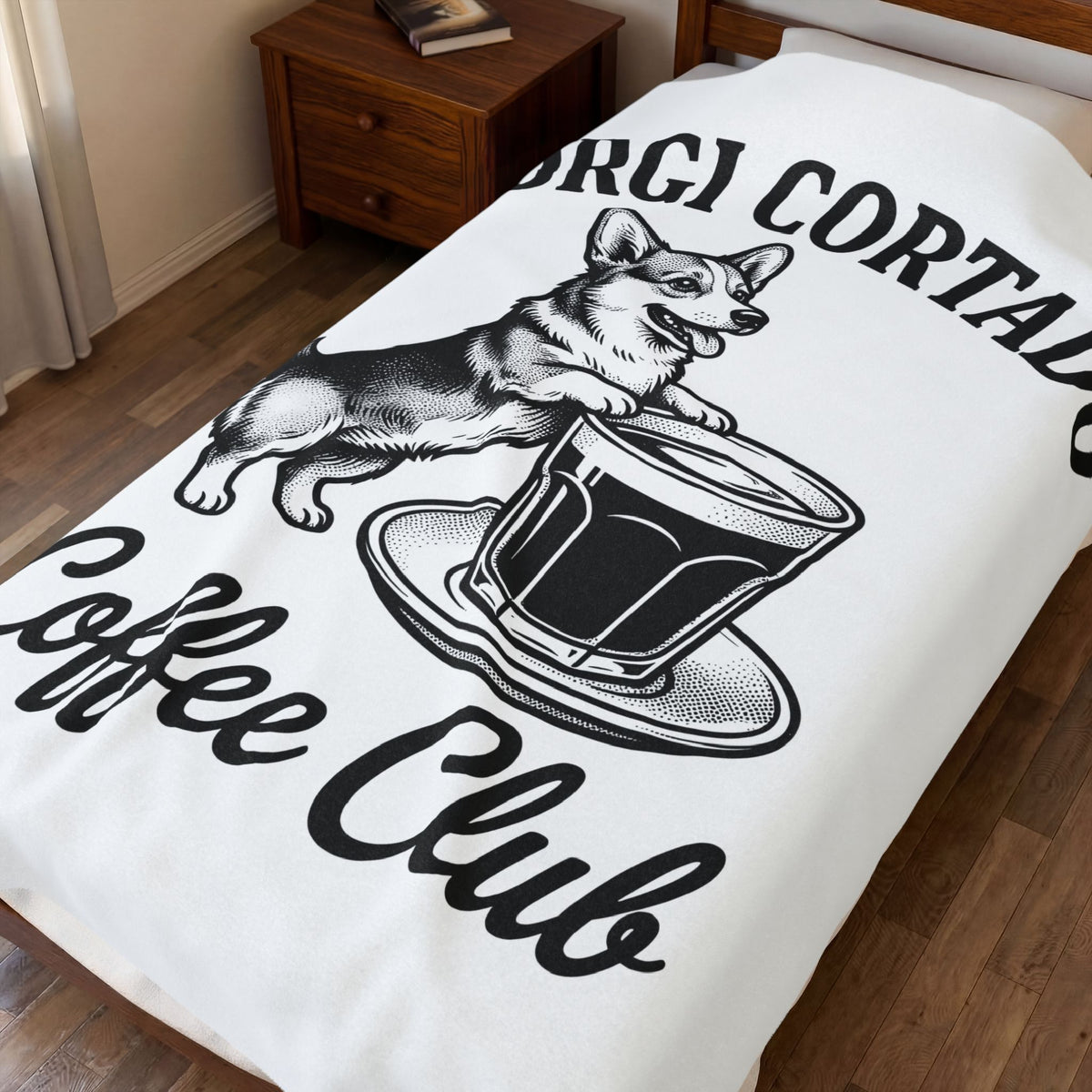 Corgi Blanket Dog Cafe Gift Women Rustic Blanket Pembroke Blanket Dog Fan Country Blanket Coffee Graphic Doodle Latte Cup Blanket