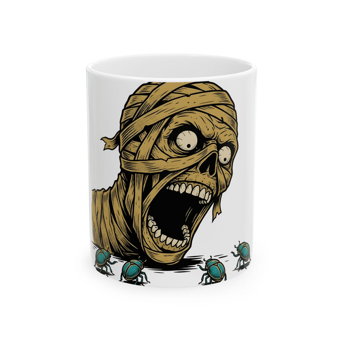 Mummy Skull Mug Halloween Ghost Gift Women Creepy Mug Skull Mug Horror Fan Spooky Mug Specter Graphic Classic Scarab Mug