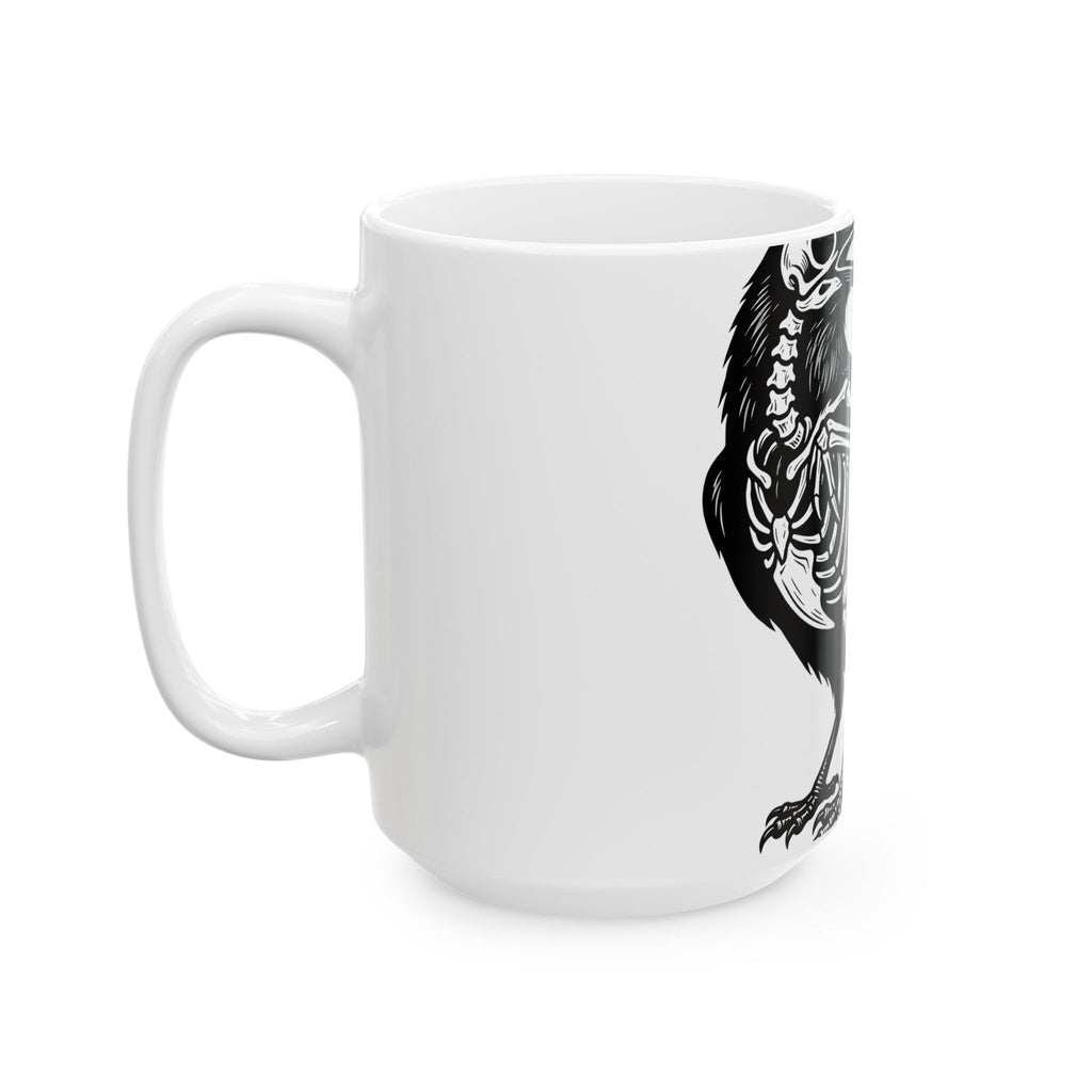 Crow Bones Mug Halloween Fright Gift Women Dark Mug Raven Mug Horror Fan Gothic Mug Scary Graphic Retro Head