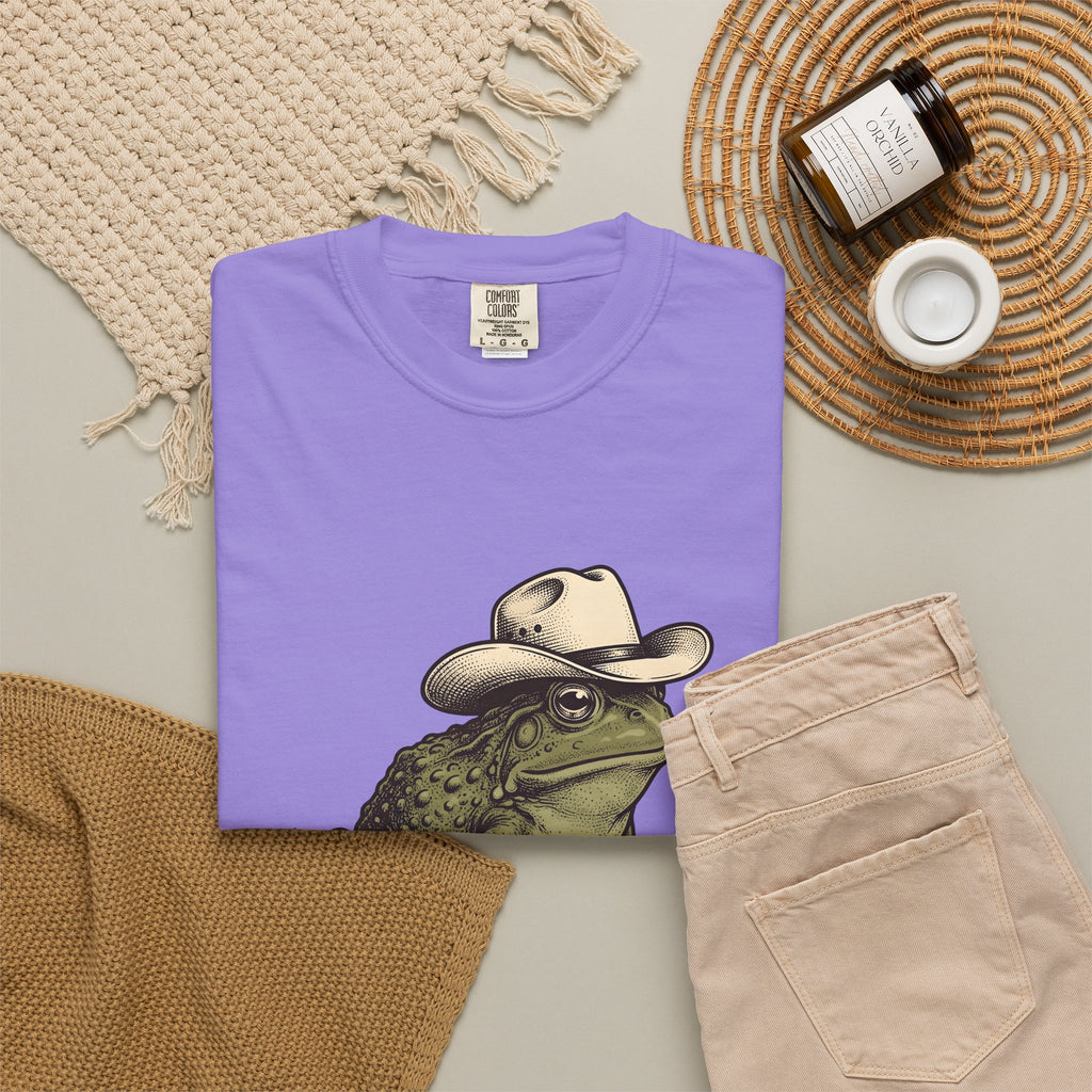 Rodeo Frog T-Shirt Cowgirl Ranch Gift Women Classic T-Shirt Toad T-Shirt Cowgirl Fan Vintage T-Shirt Farm Graphic Line Art Metal Horseshoe T-Shirt