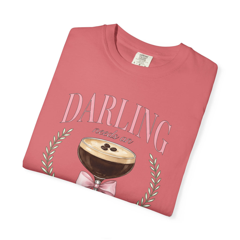 Espresso Martini T-Shirt Coffee Cocktail Gift Women Watercolor T-Shirt Martini T-Shirt Coffee Fan Cocktail Design T-Shirt Hand Drawn Pink Bow