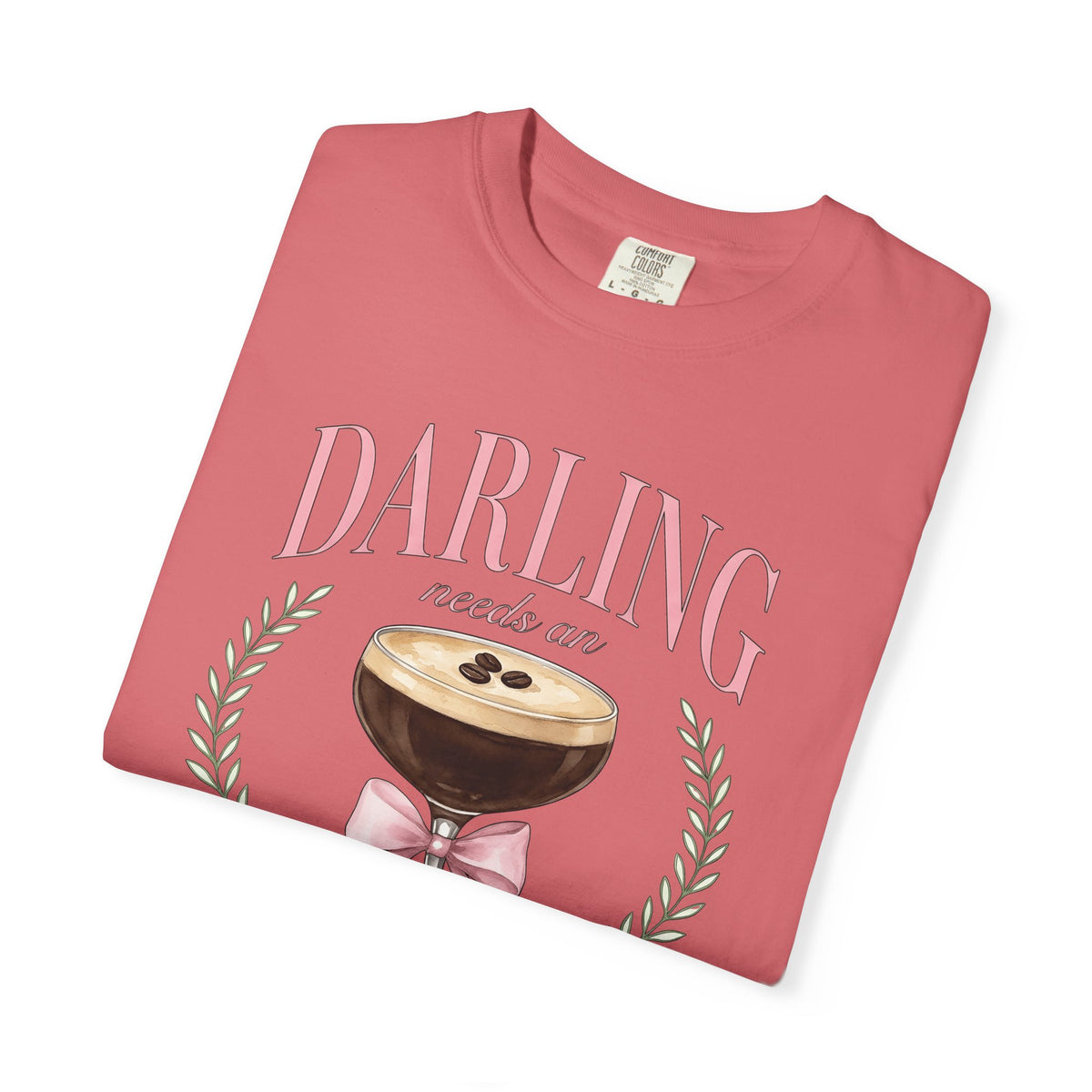 Espresso Martini T-Shirt Coffee Cocktail Gift Women Watercolor T-Shirt Martini T-Shirt Coffee Fan Cocktail Design T-Shirt Hand Drawn Pink Bow