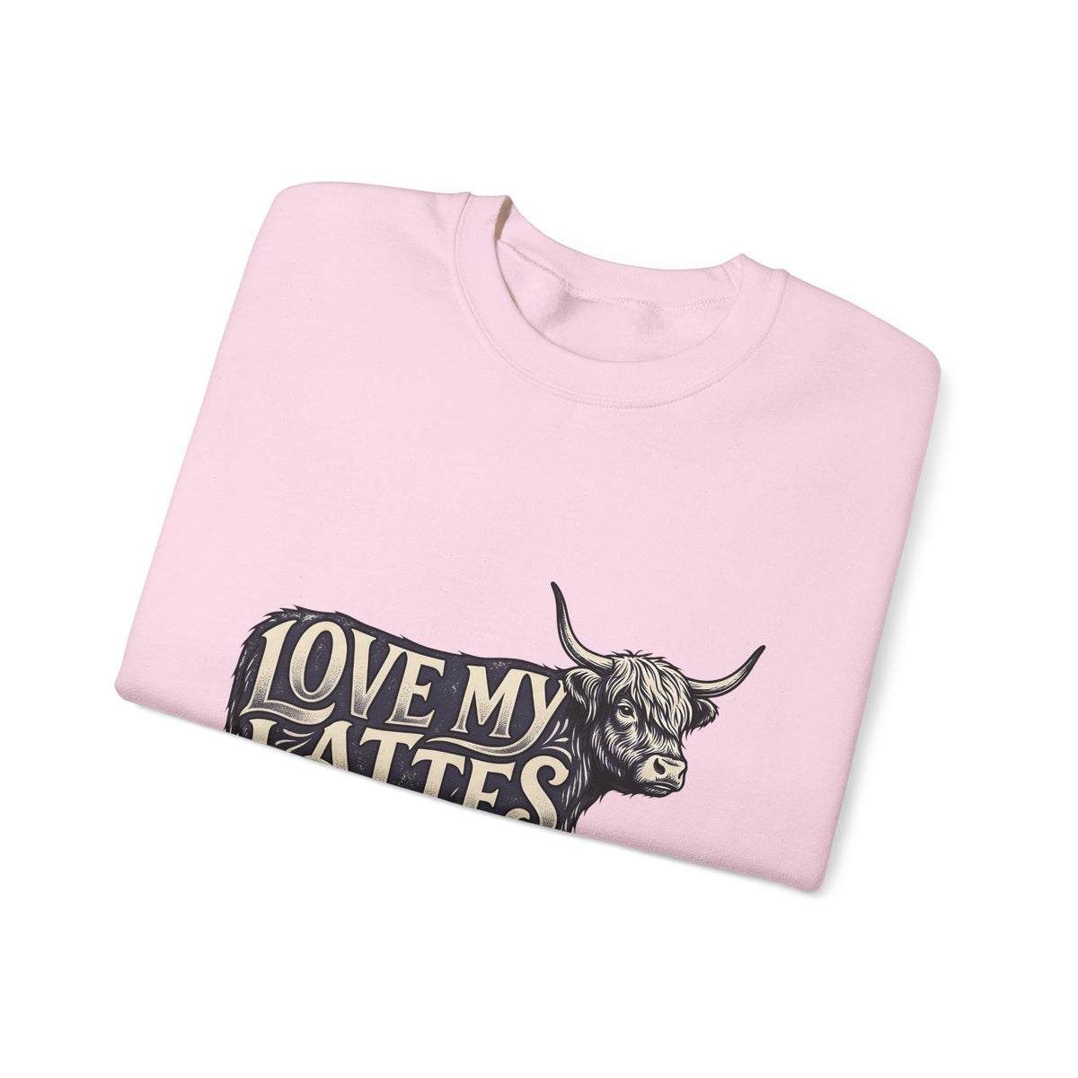 Fuzzy Cattle Sweatshirt Coffee Creatures Gift Women Classic Sweatshirt Cow Sweatshirt Coffee Fan Vintage Sweatshirt Animal Graphic Outline Latte Cup Sweatshirt