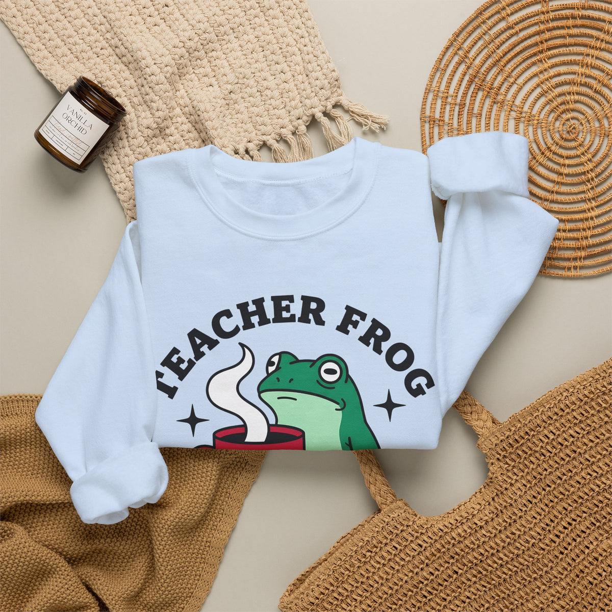 Frog Coffee Cup Sweatshirt Teachers Latte Gift Women Kawaii Sweatshirt Coffee Sweatshirt Sweatshirt Educator Enthusiast Coffee Sweatshirt Cappuccino Graphic Classic
