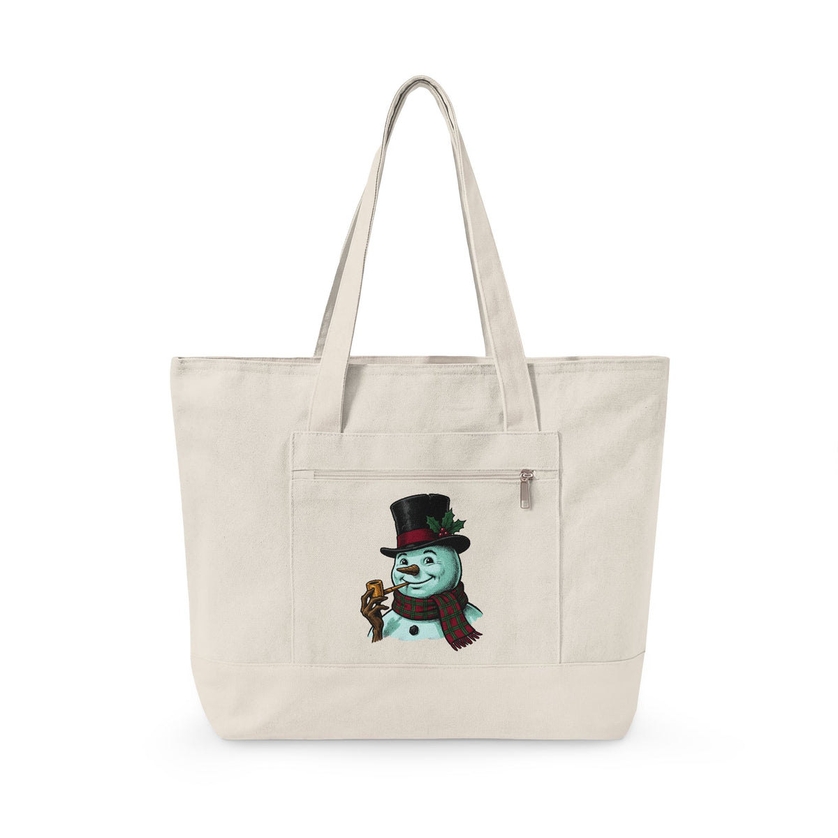 Snowman Christmas Event Gift Rustic Frosty Holiday Fan Country Party Nostalgic Tartan Scarf Tote Bag