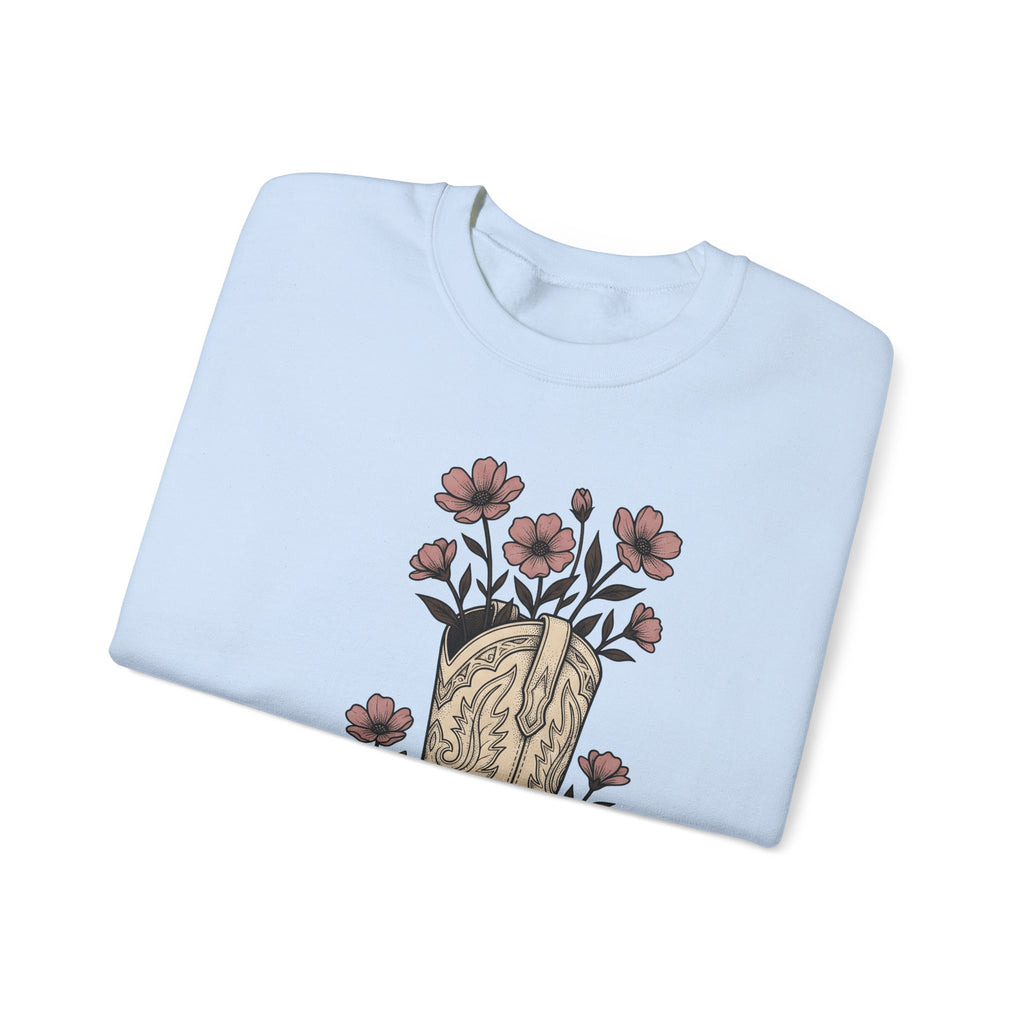 Leather Boot Sweatshirt Moms Ranch Gift Women Southwestern Sweatshirt Boot Sweatshirt Mom Enthusiast Western Sweatshirt Farmhouse Graphic Sketch Bouquet Sweatshirt