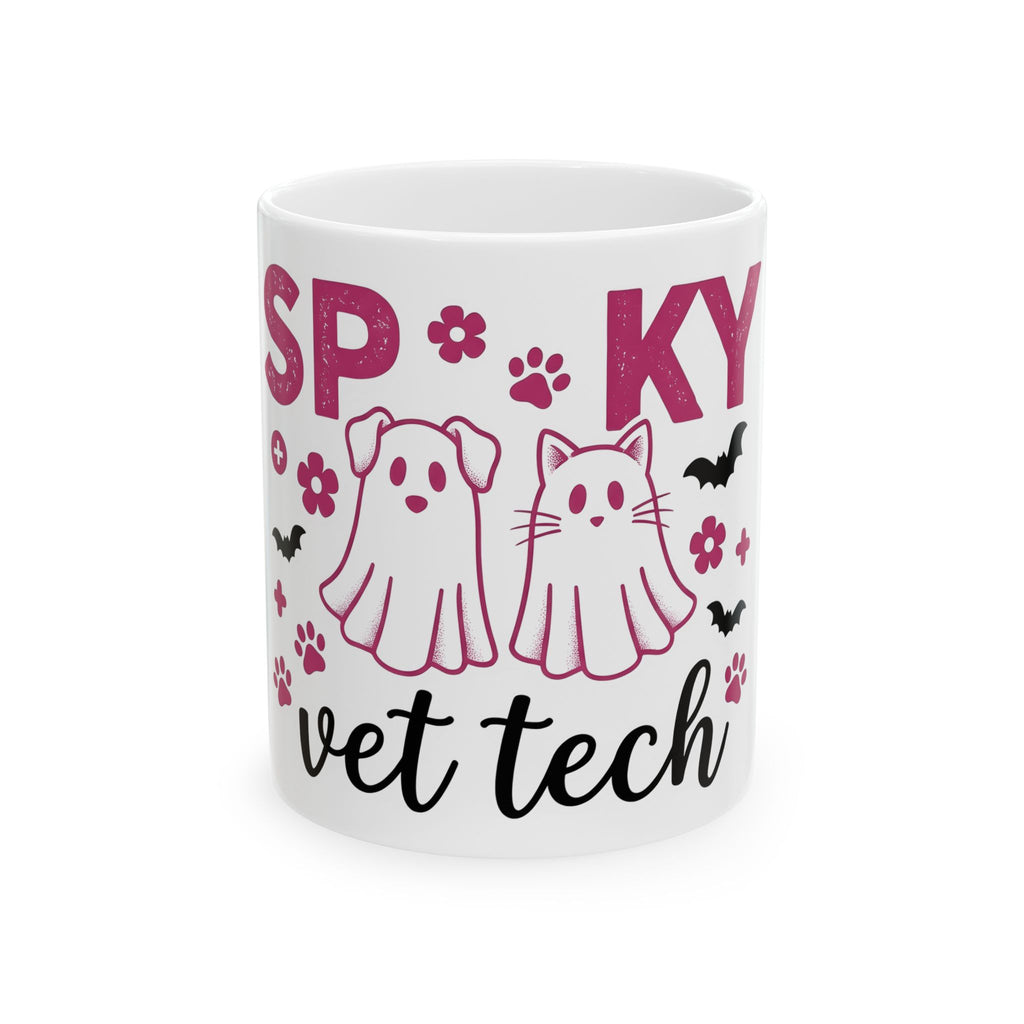 Spooky Dog Cat Mug Vet Tech Holiday Gift Women Adorable Mug Halloween Cat Mug Veterinary Technician Fan Cute Mug Christmas Graphic