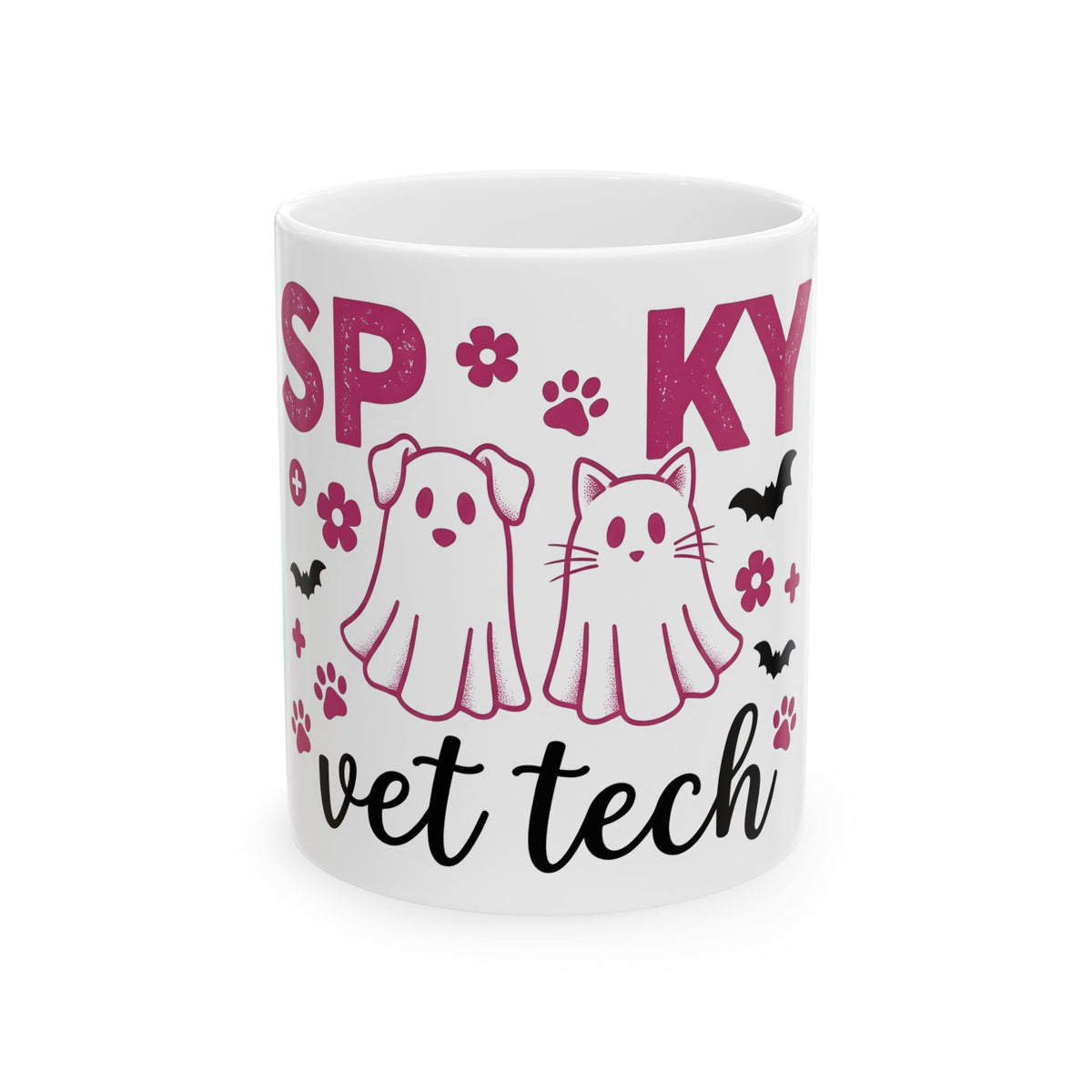 Spooky Dog Cat Mug Vet Tech Holiday Gift Women Adorable Mug Halloween Cat Mug Veterinary Technician Fan Cute Mug Christmas Graphic
