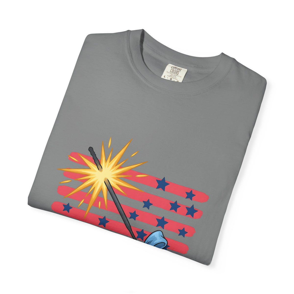 Sparkler Flag T-Shirt 4th Of July Celebration Gift Women Patriotic T-Shirt Wave Banner T-Shirt Independence Day Fan American T-Shirt Party Graphic