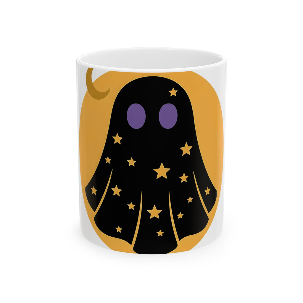 Ghost Halloween Spooky Gift Cute Specter Horror Fan Ghostly Macabre Minimalist Crescent Mug