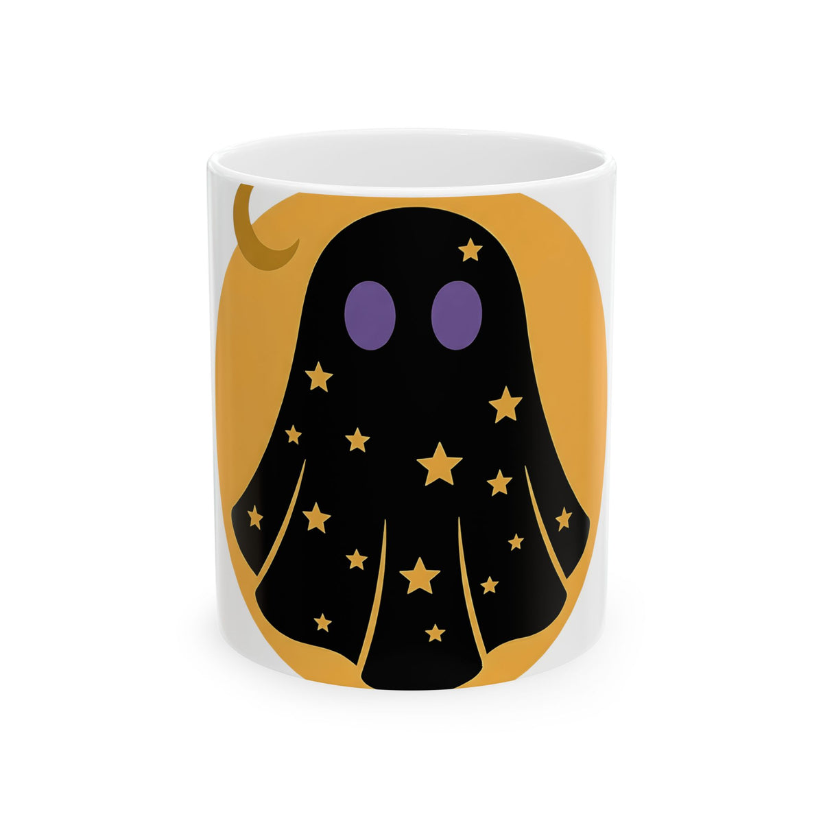 Ghost Halloween Spooky Gift Cute Specter Horror Fan Ghostly Macabre Minimalist Crescent Mug