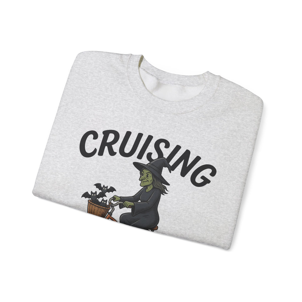 Witch Cycle Sweatshirt Halloween Prank Gift Women Doodle Sweatshirt Witchcraft Sweatshirt Horror Fan Witchy Sweatshirt Prank Graphic Classic Bat Silhouette