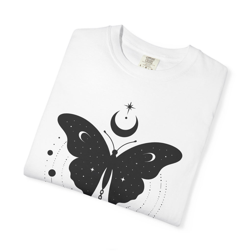 Butterfly Stone T-Shirt Boho Chic Supernatural Gift Women Mystical T-Shirt Rock T-Shirt Bohemian Fan Magical T-Shirt Occult Graphic Sleek Lunar