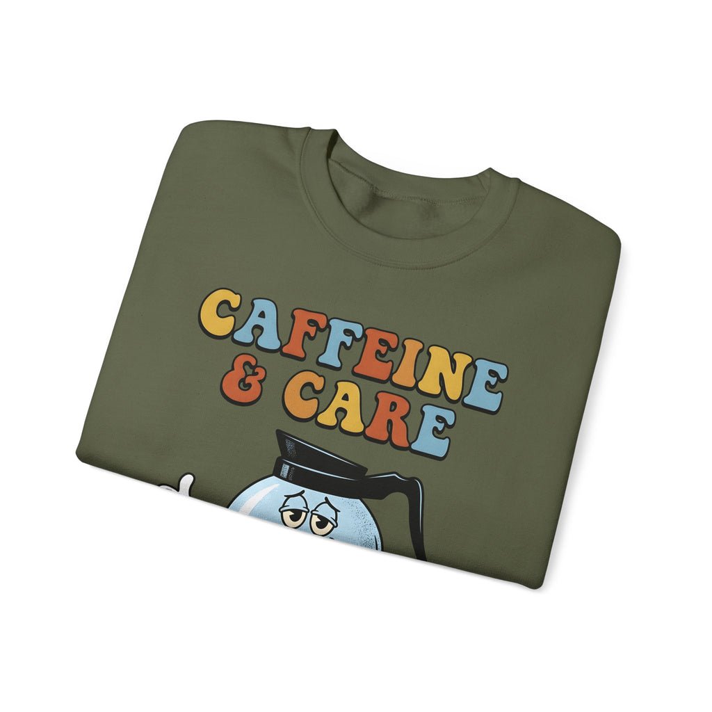 Coffee Pot Character Sweatshirt Nurses Coffee Gift Women Cartoon Sweatshirt Coffee Maker Sweatshirt Nurse Fan Cartoony Sweatshirt Caffeine Graphic Retro