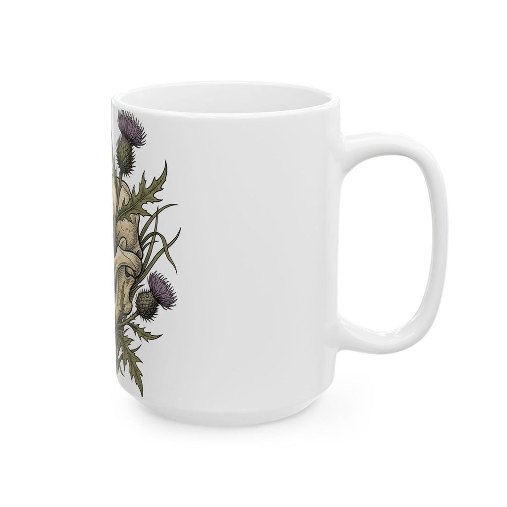 Animal Skull Mug Animals & Flowers Spooky Gift Women Sketch Mug Cranium Mug Wildlife Fan Illustration Graphic Mug Hand Drawn