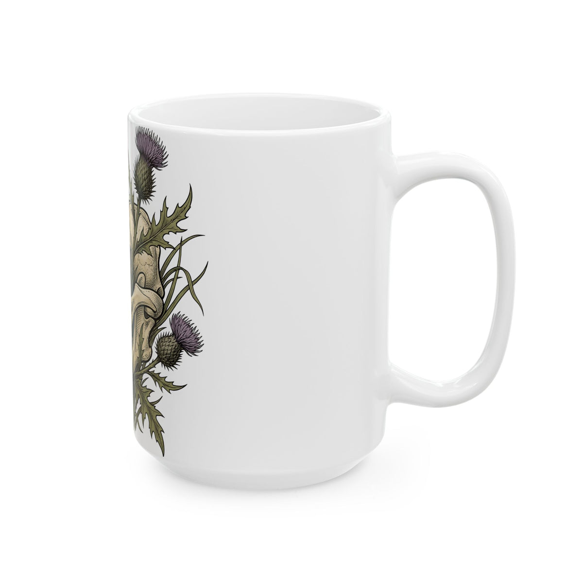 Animal Skull Mug Animals & Flowers Spooky Gift Women Sketch Mug Cranium Mug Wildlife Fan Illustration Graphic Mug Hand Drawn