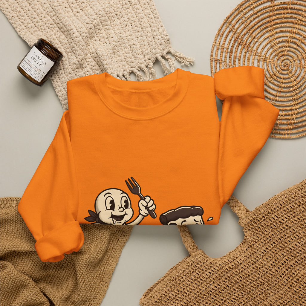 Cartoon Pizza Chase Sweatshirt Funny Meal Gift Women Hand Drawn Sweatshirt Pizza Sweatshirt Humor Fan Doodle Graphic Sweatshirt Line Art Pizza Piece Sweatshirt
