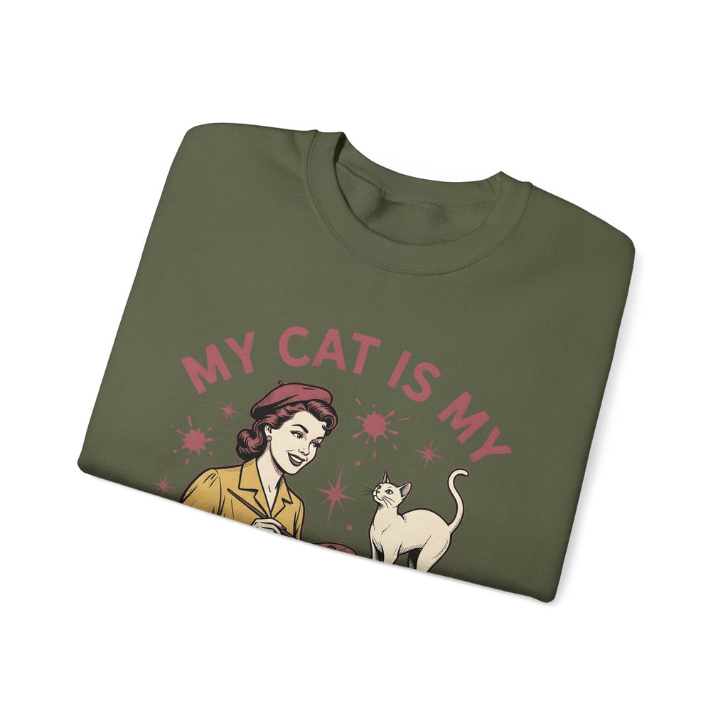 Kitty Artist Sweatshirt Cat Fauna Gift Women Antique Sweatshirt Cat Lady Sweatshirt Feline Fan Vintage Sweatshirt Wildlife Graphic Heritage Art Palette Sweatshirt