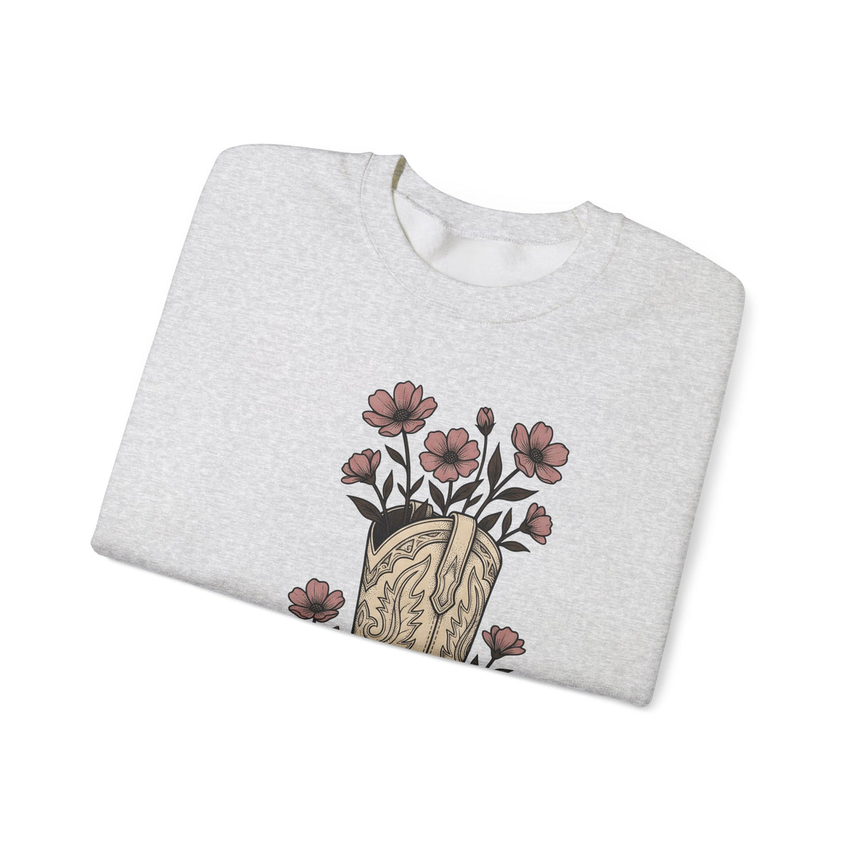 Leather Boot Sweatshirt Moms Ranch Gift Women Southwestern Sweatshirt Boot Sweatshirt Mom Enthusiast Western Sweatshirt Farmhouse Graphic Sketch Bouquet Sweatshirt